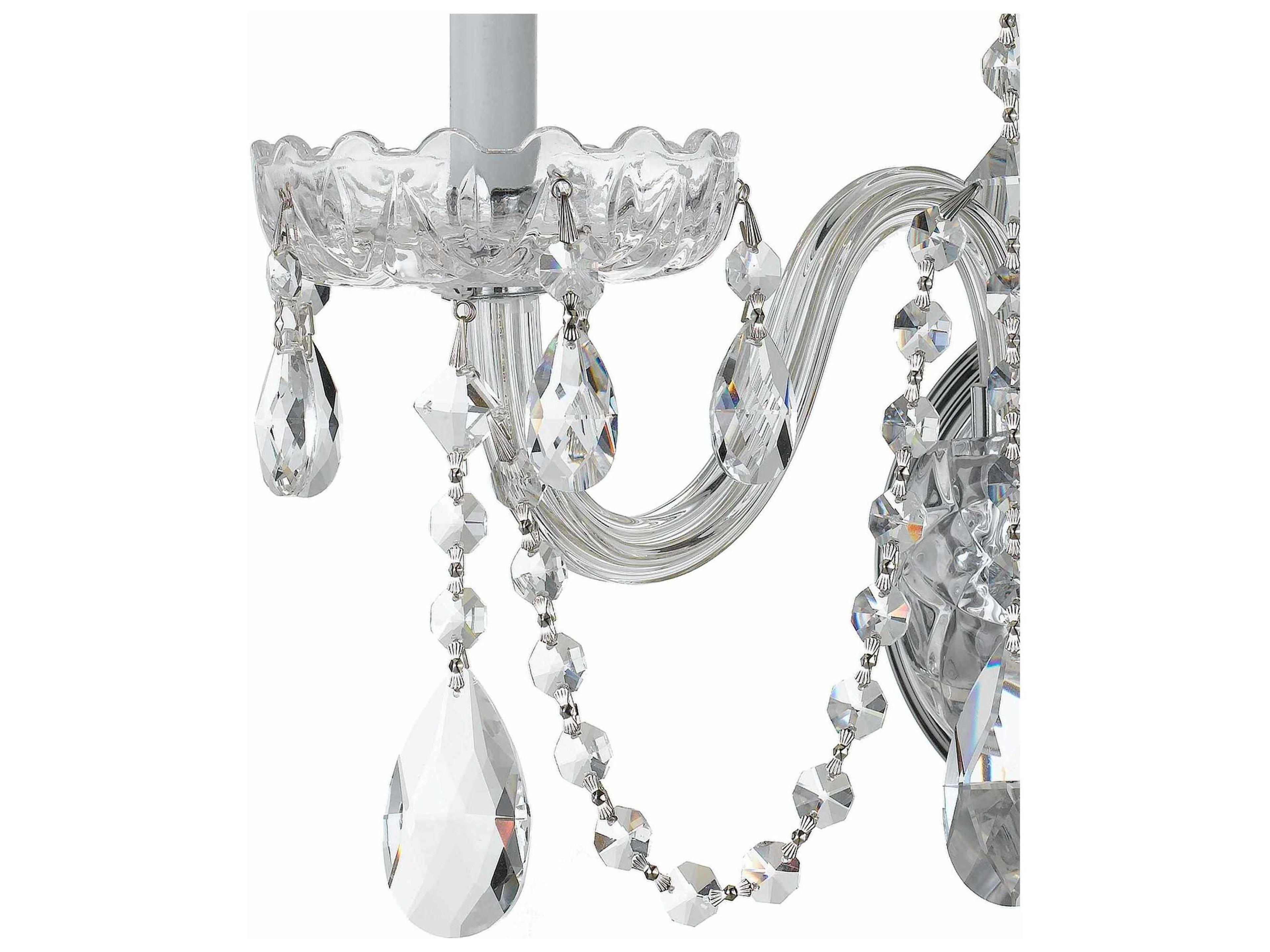Crystorama Traditional Crystal 3-Light Polished Chrome Glass Wall Sconce