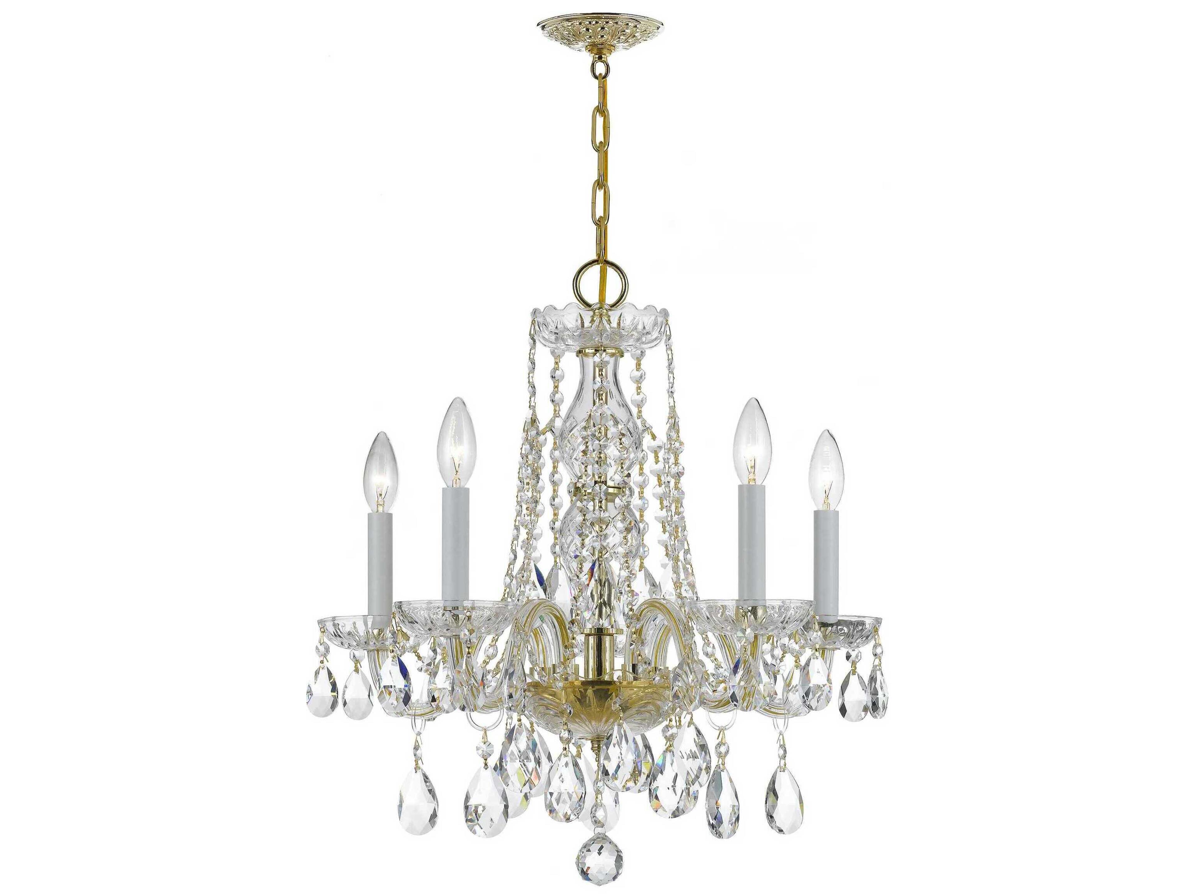 Traditional Crystal 5-Light Chrome Glass Candelabra Chandelier