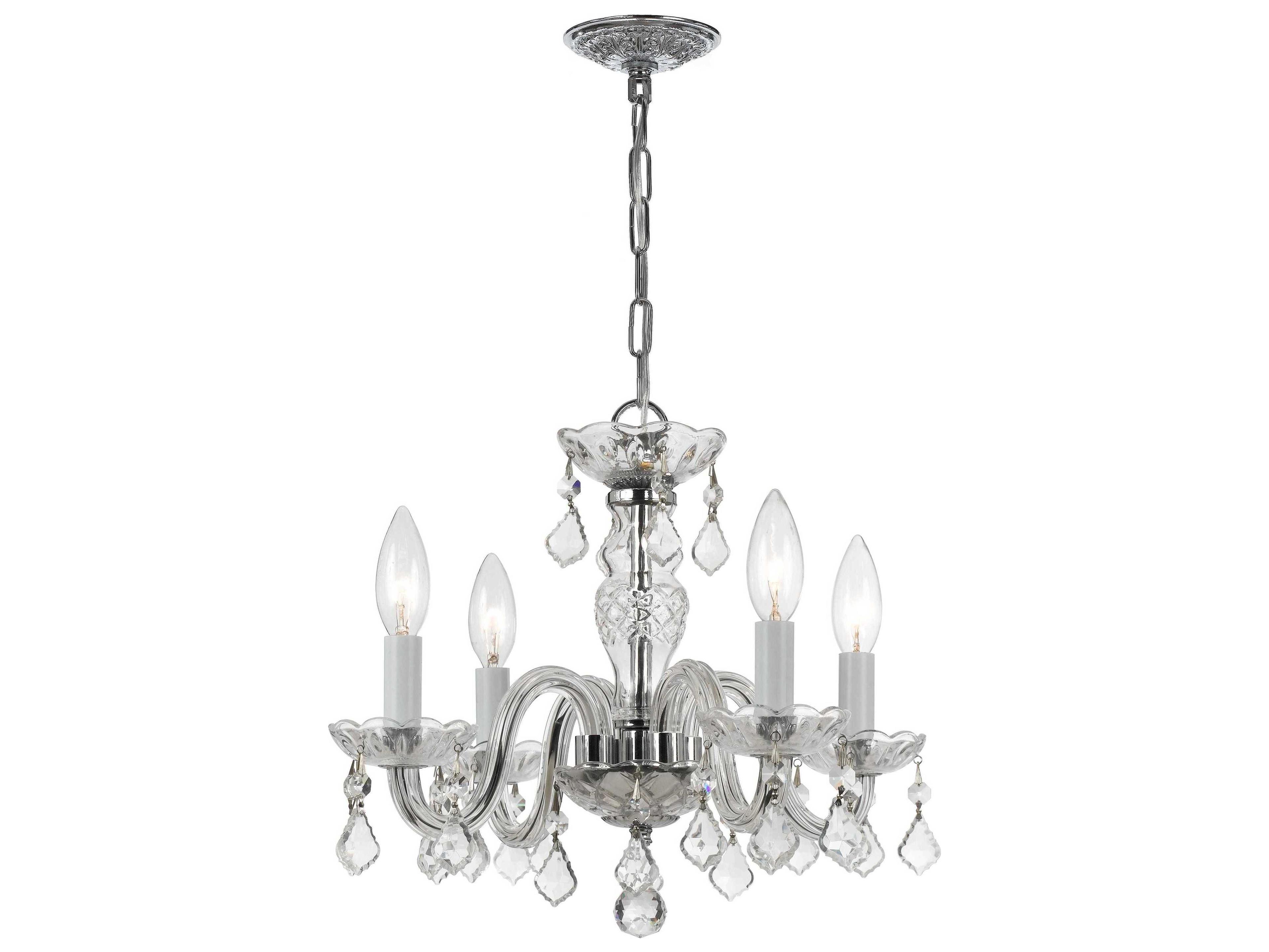Traditional Crystal 4-Light Chrome Candelabra Chandelier