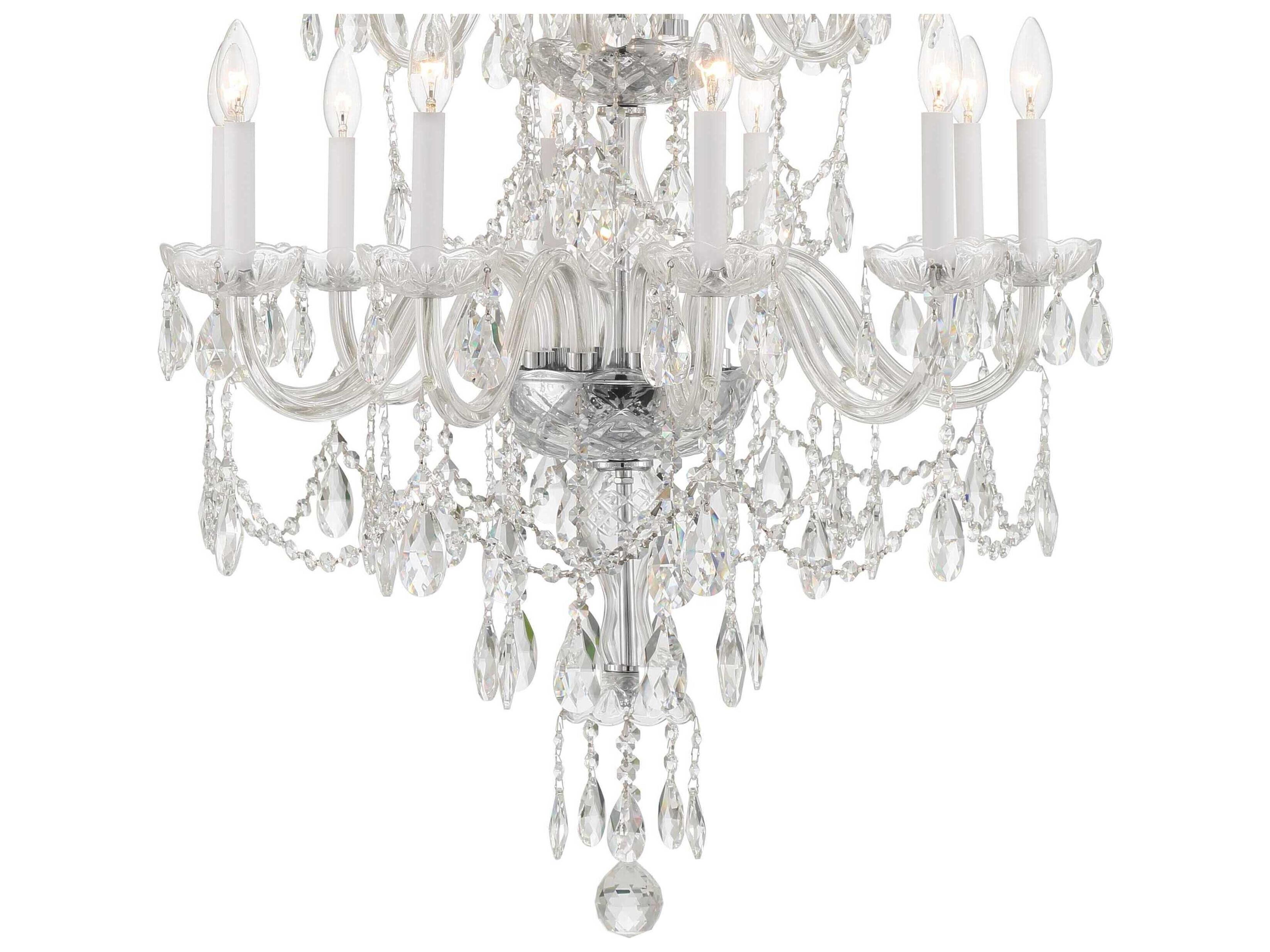 Crystorama Traditional Crystal 15-Light Polished Chrome Glass Candelabra Chandelier