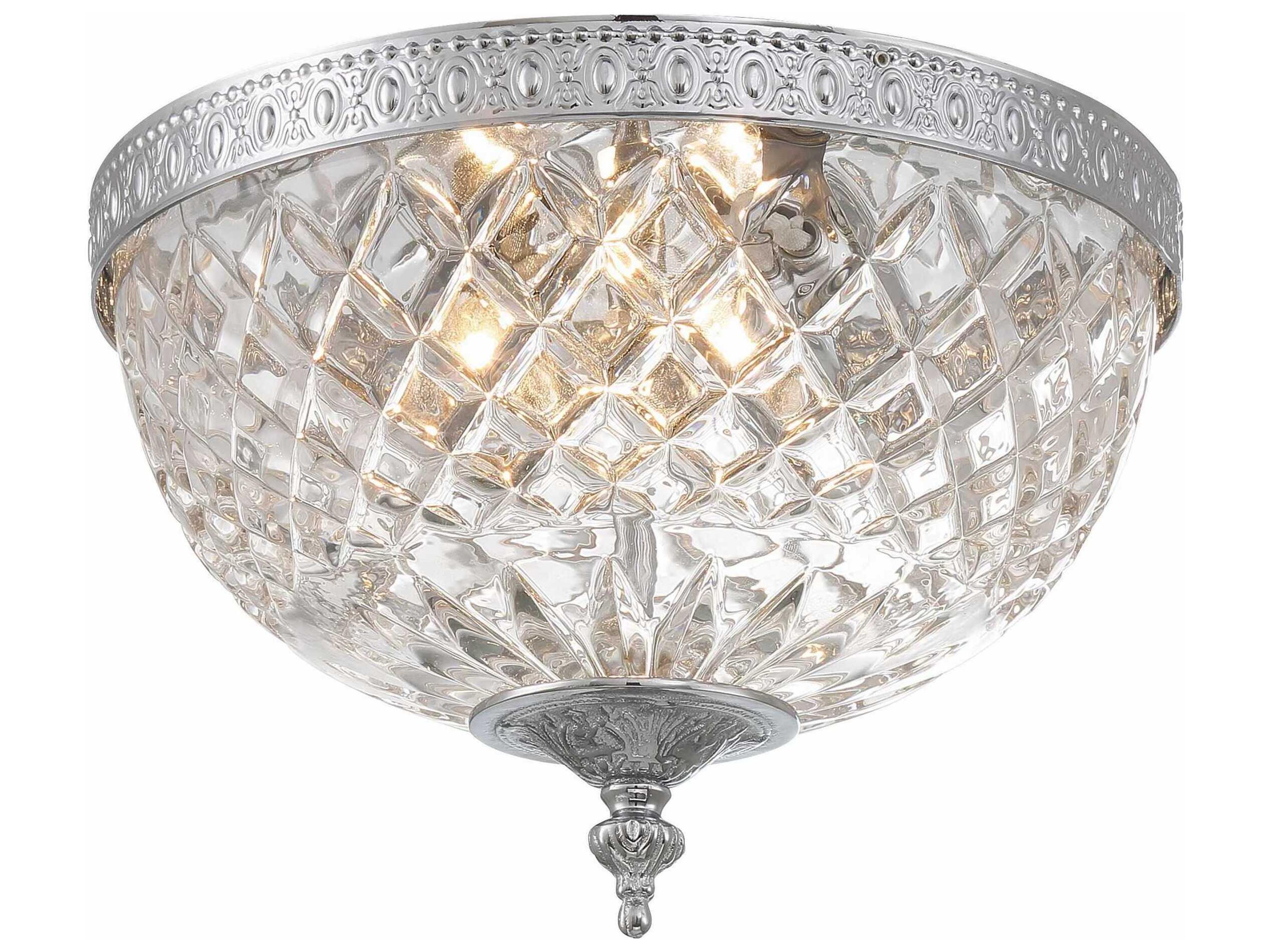 Crystorama 2-Light Brass Crystal Bowl Flush Mount