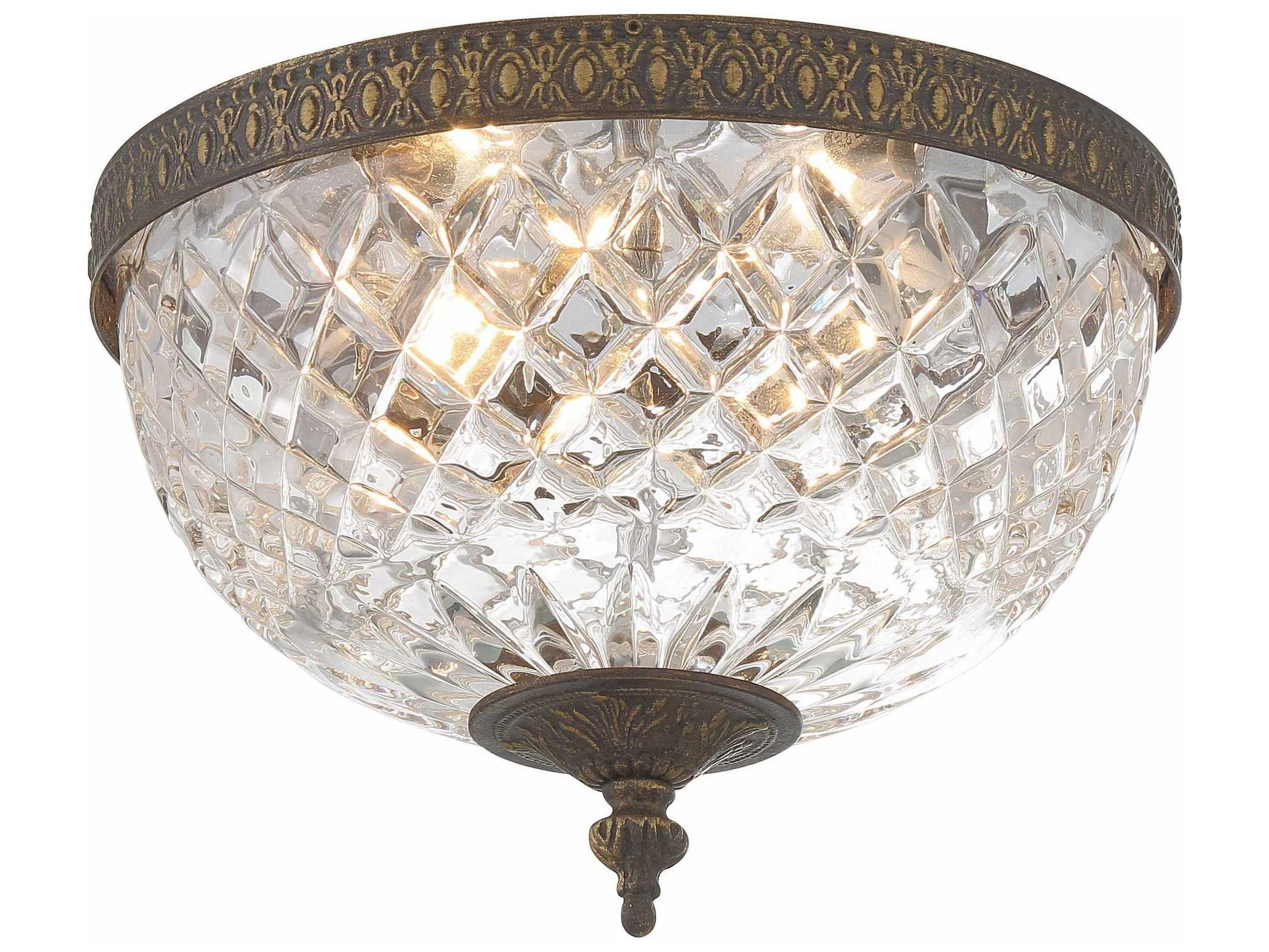Crystorama 2-Light Brass Crystal Bowl Flush Mount