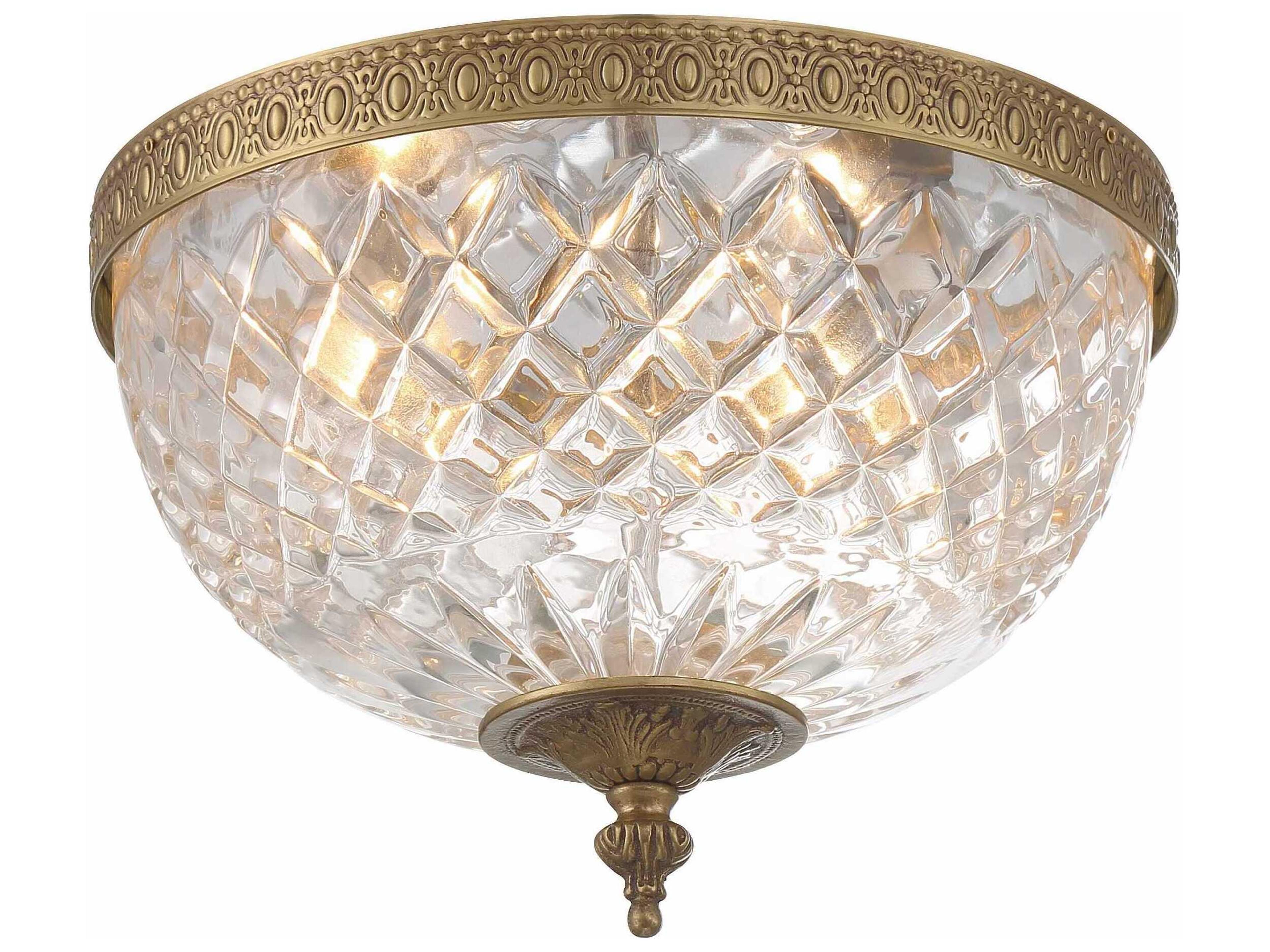 Crystorama 2-Light Brass Crystal Bowl Flush Mount