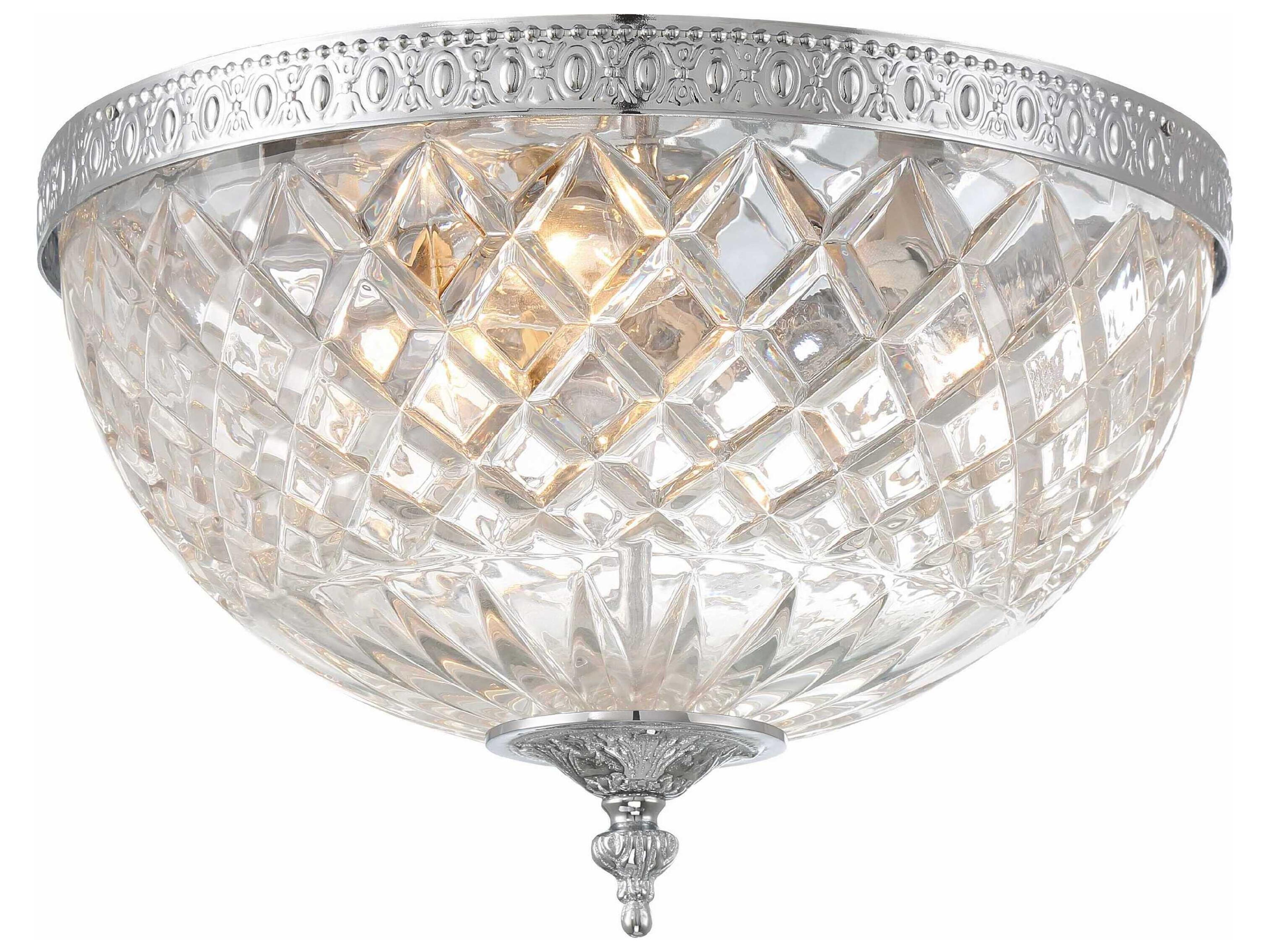 Crystorama 3-Light Chrome Crystal Bowl Flush Mount