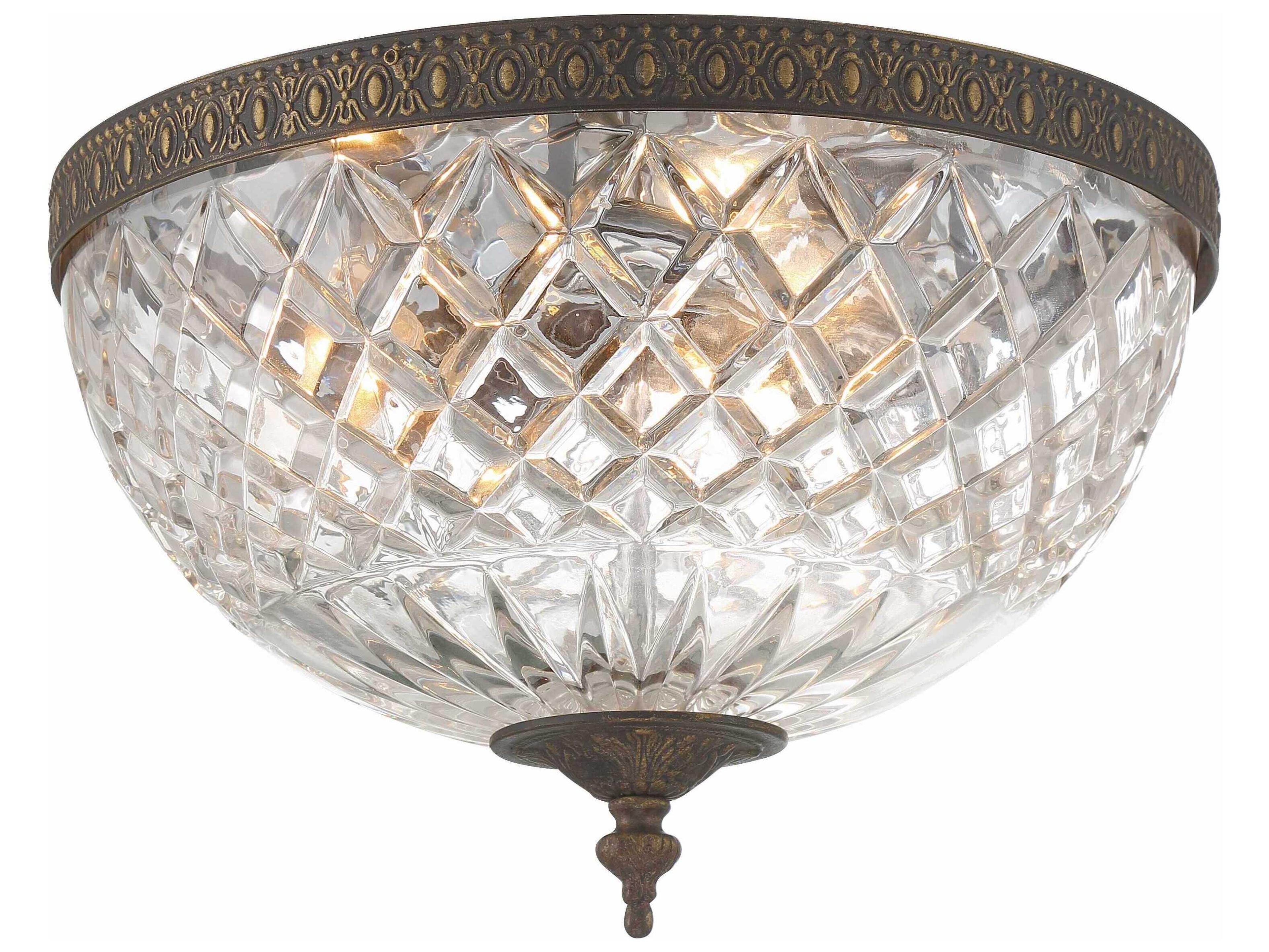 Crystorama 3-Light Chrome Crystal Bowl Flush Mount