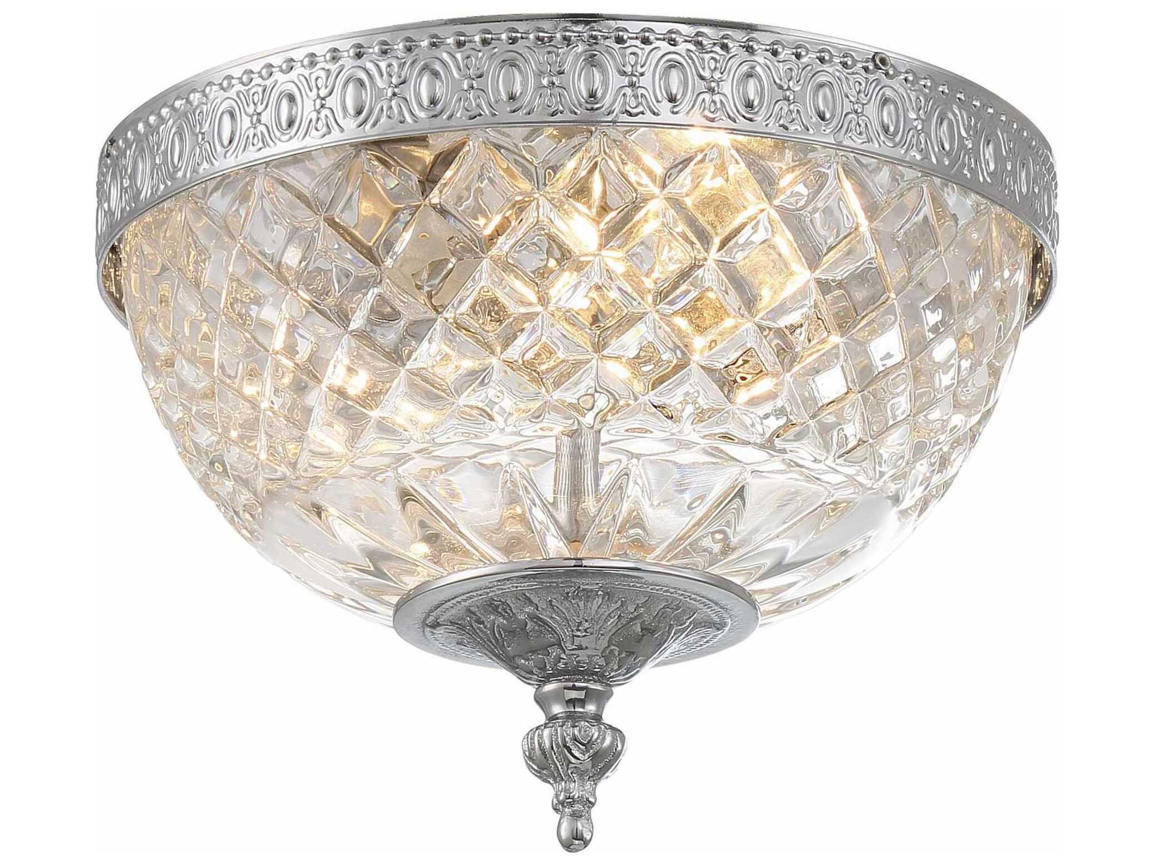 Crystorama 2-Light Brass Crystal Bowl Flush Mount