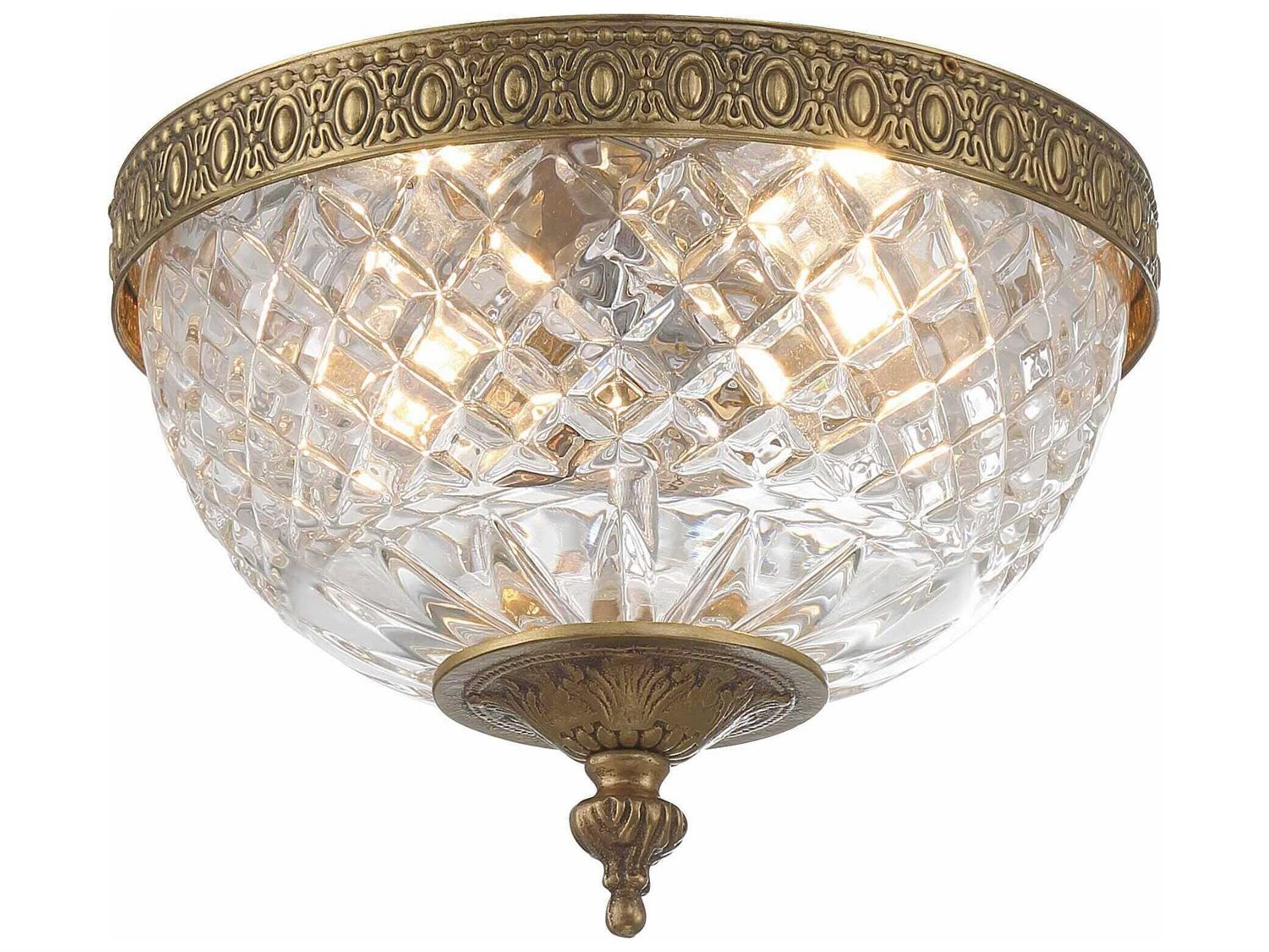 Crystorama 2-Light Brass Crystal Bowl Flush Mount