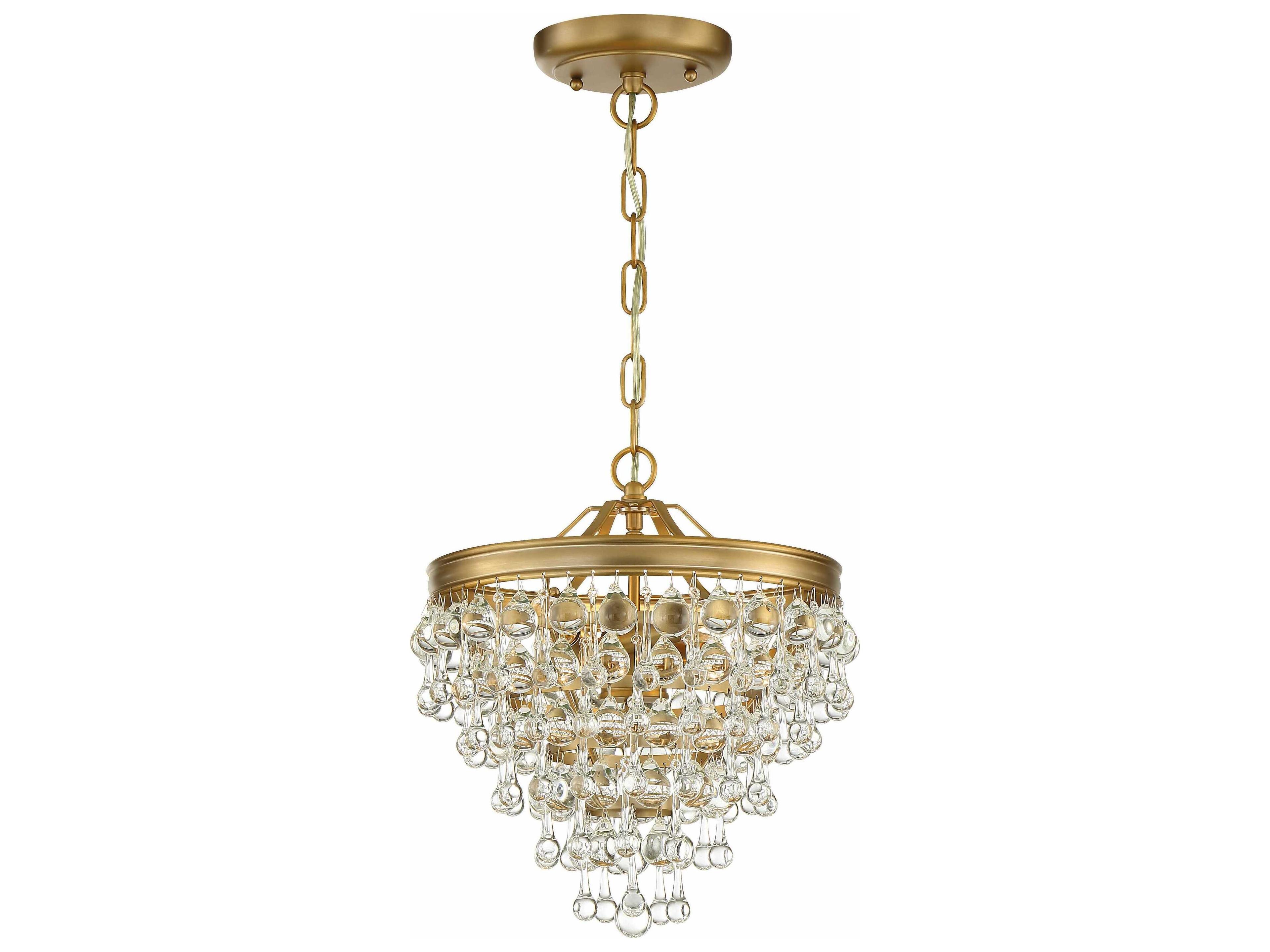 Crystorama Calypso 3-Light Brass Crystal Glass Tiered Mini Pendant
