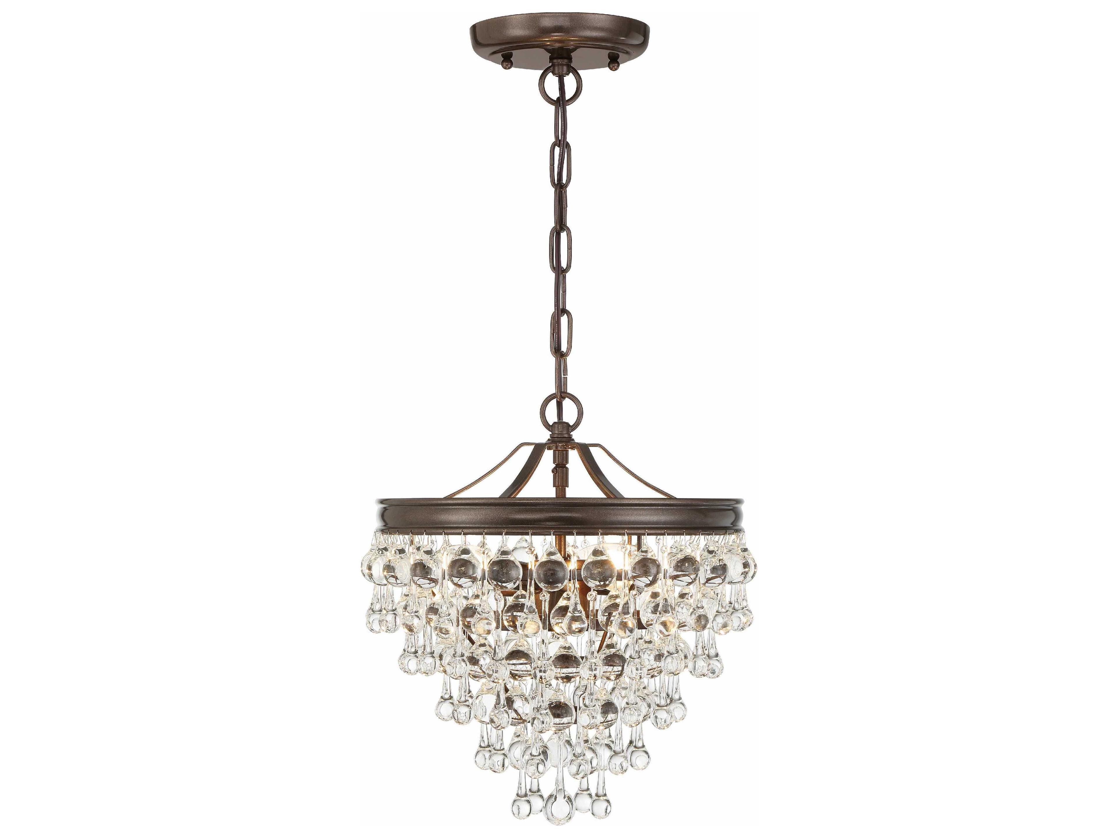 Crystorama Calypso 3-Light Brass Crystal Glass Tiered Mini Pendant