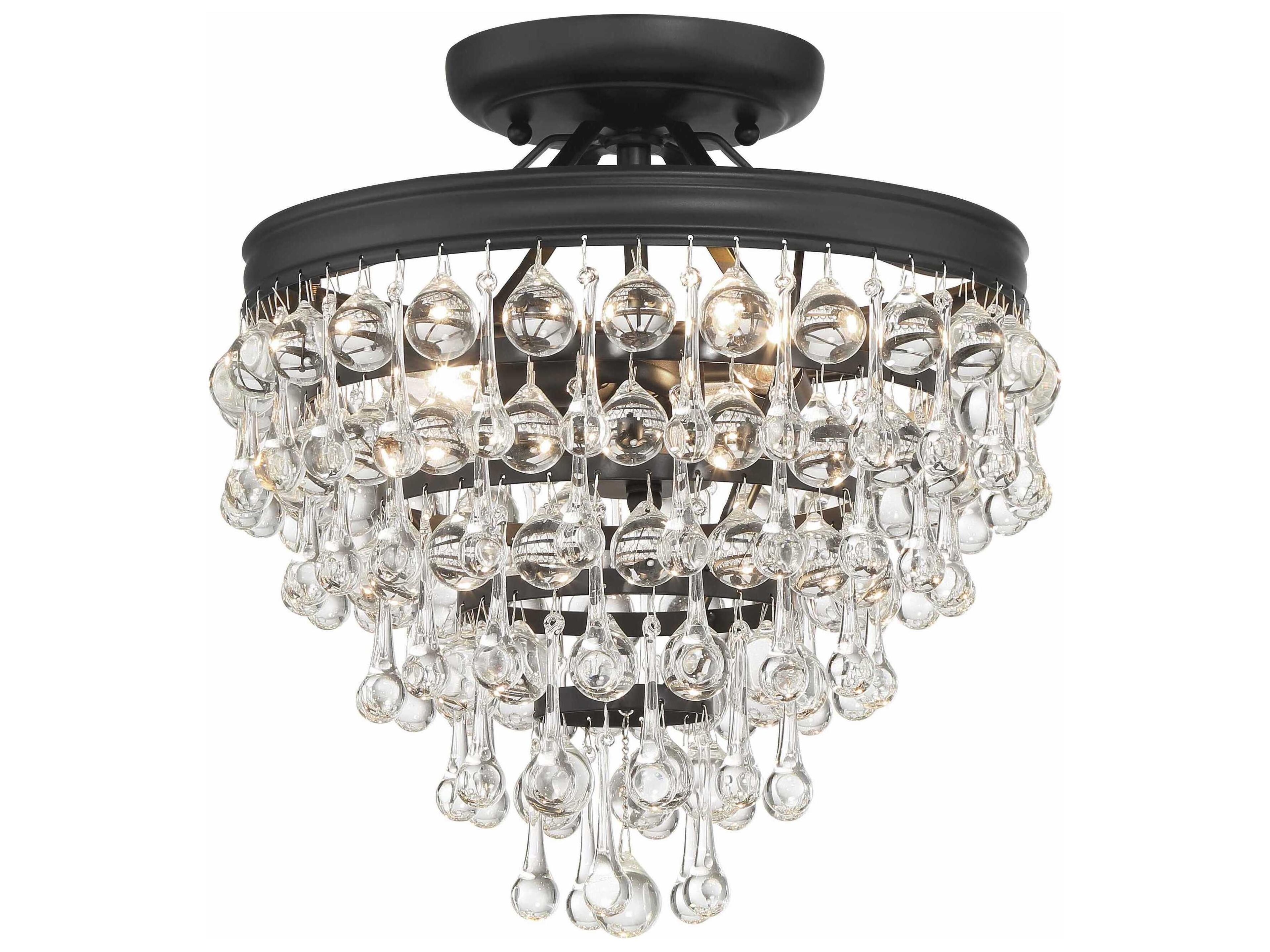 Crystorama Calypso 3-Light Chrome Glass Tiered Semi Flush Mount