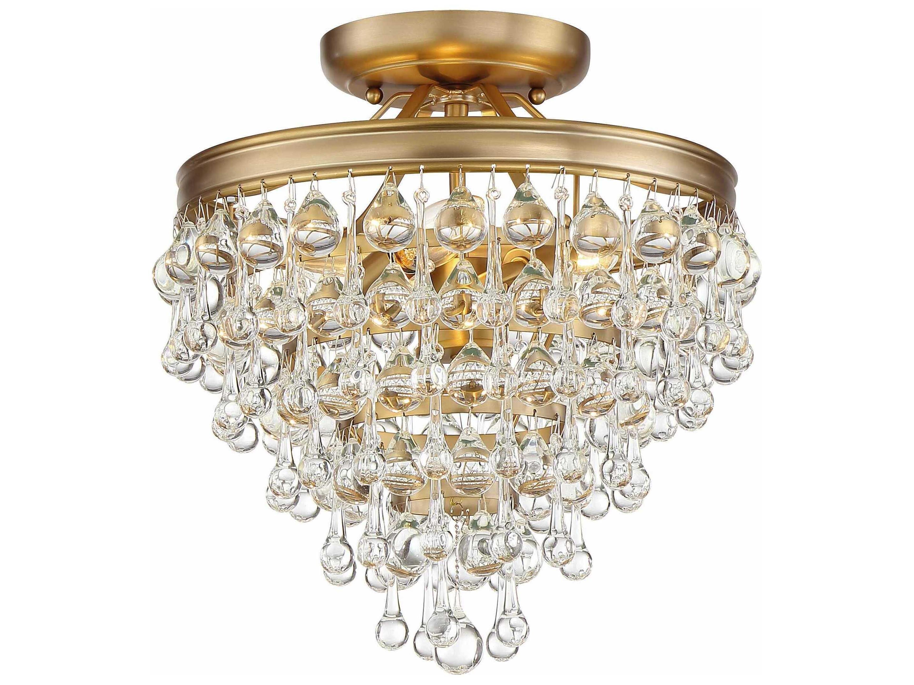 Crystorama Calypso 3-Light Chrome Glass Tiered Semi Flush Mount