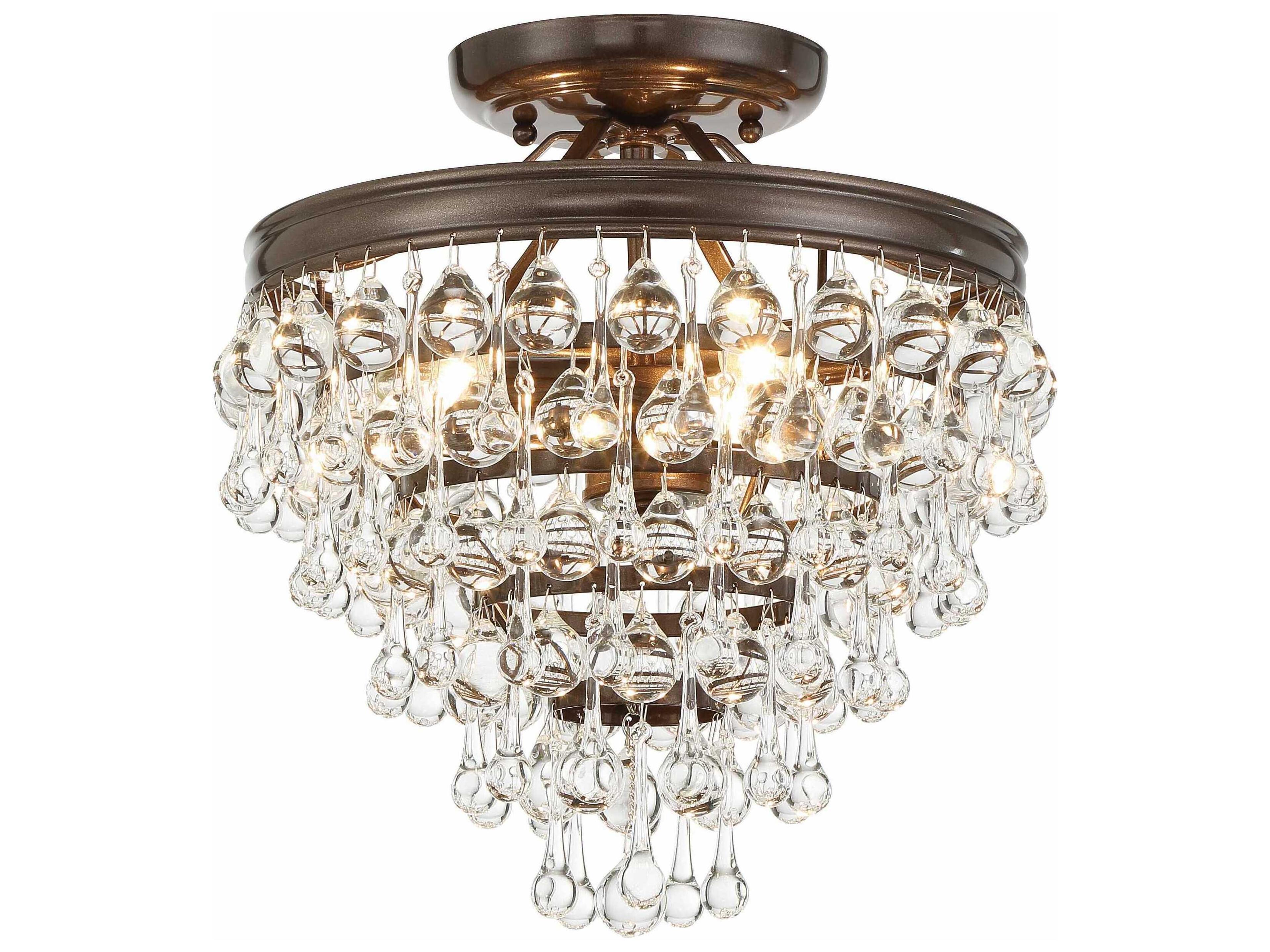 Crystorama Calypso 3-Light Chrome Glass Tiered Semi Flush Mount
