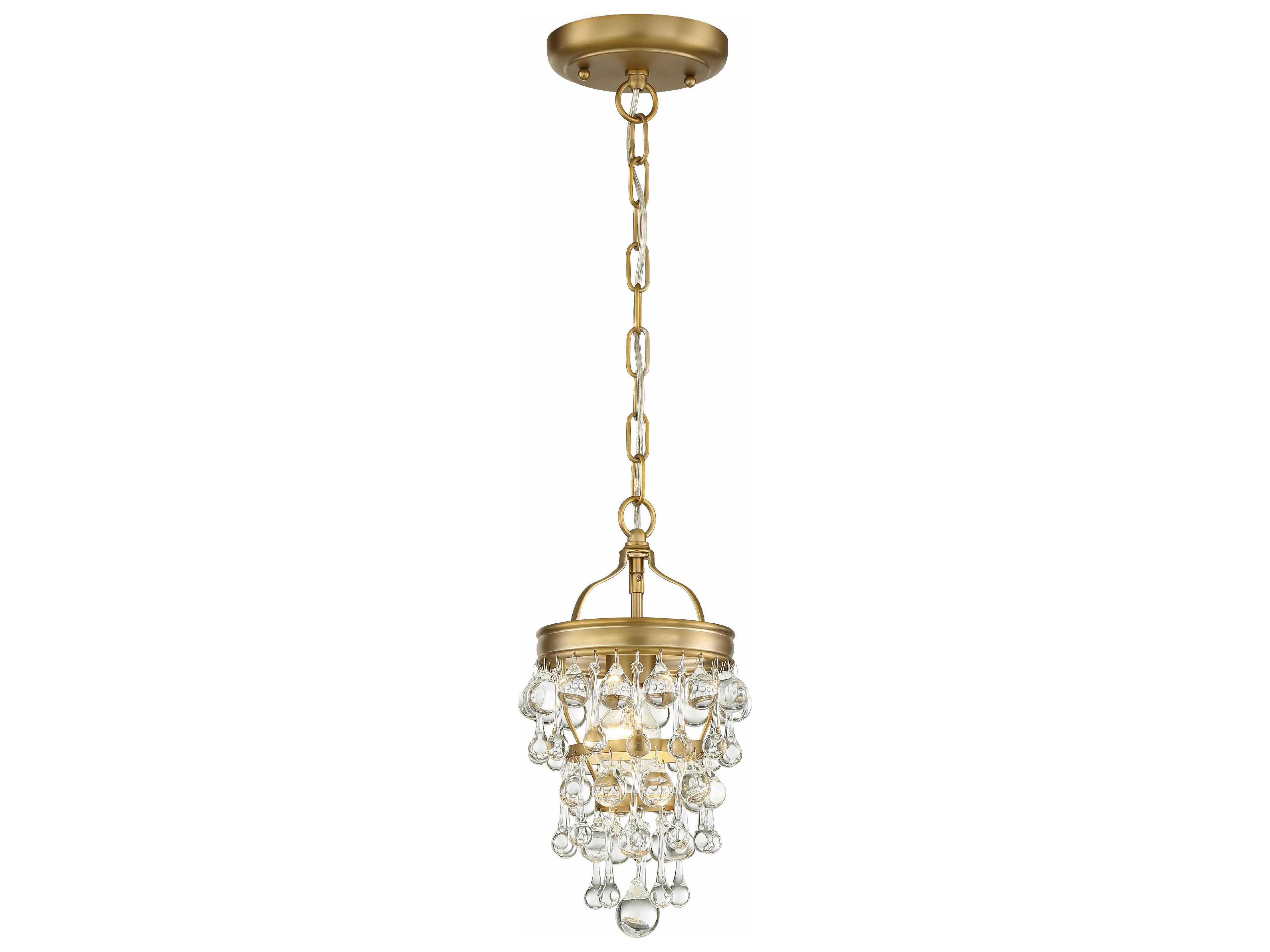 Crystorama Calypso 1-Light Nickel Crystal Glass Tiered Mini Pendant