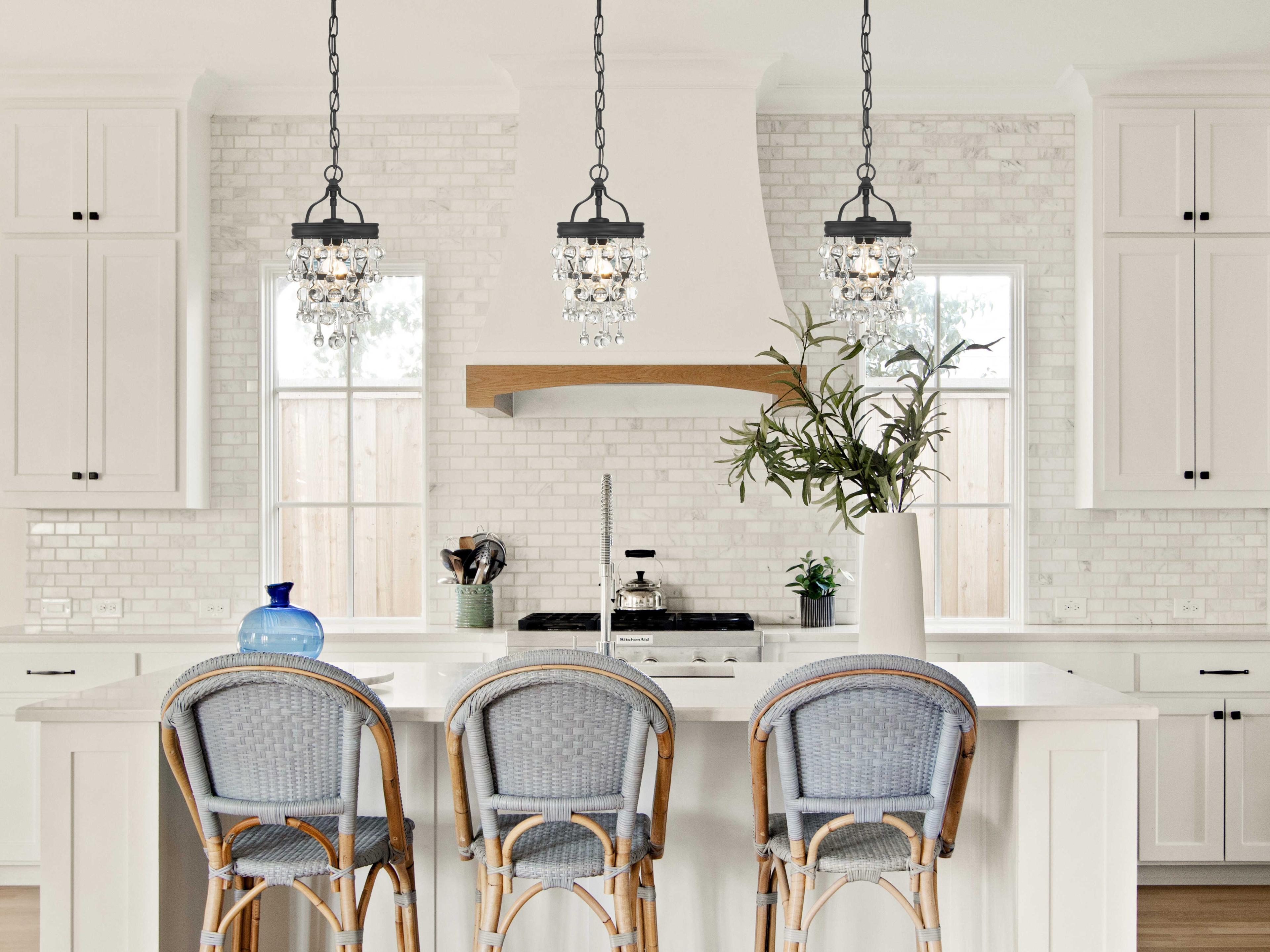 Crystorama Calypso 1-Light Nickel Crystal Glass Tiered Mini Pendant