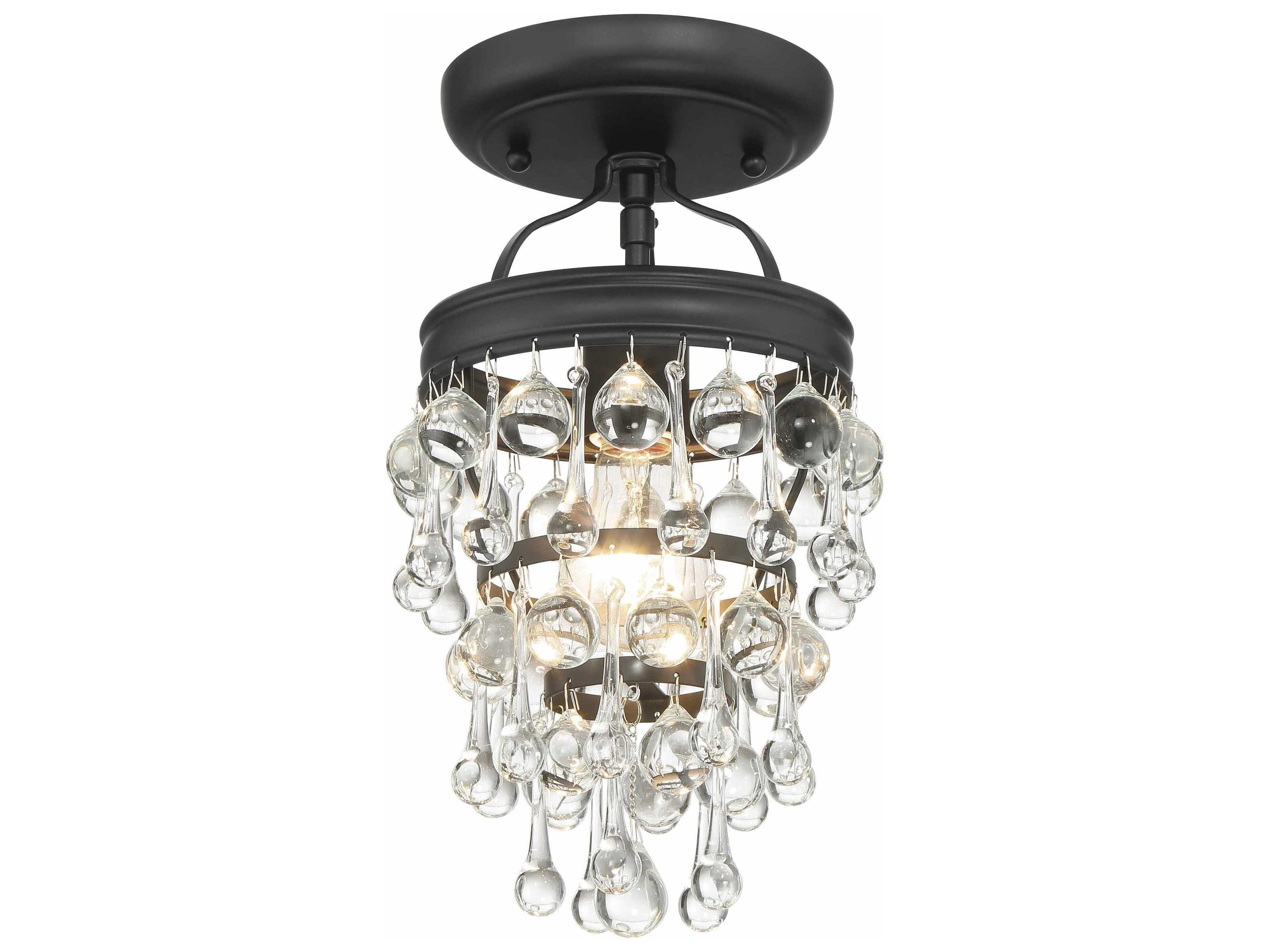 Crystorama Calypso 1-Light Chrome Glass Tiered Semi Flush Mount