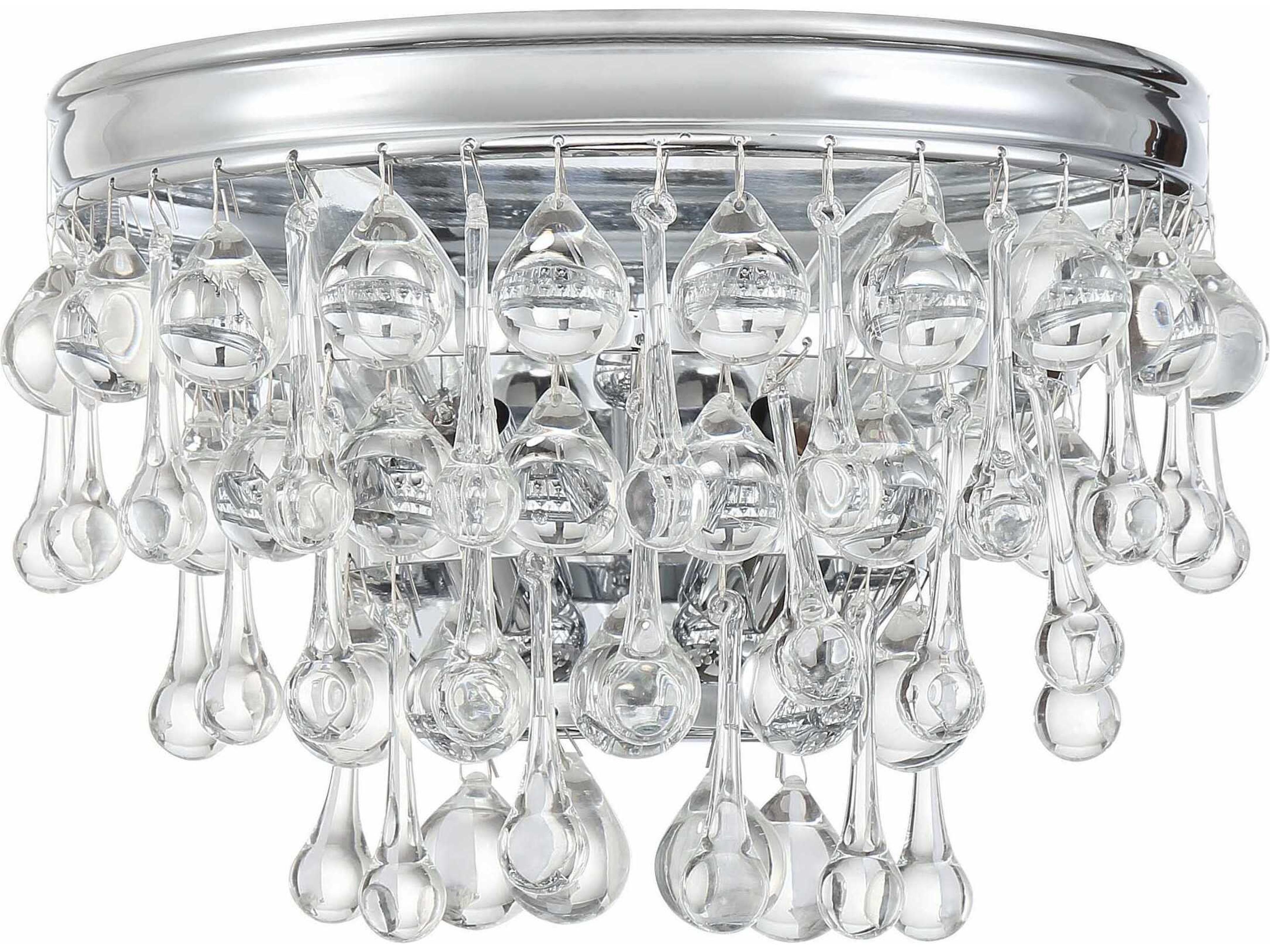 Calypso 2-Light Chrome Crystal Glass Flush Mount