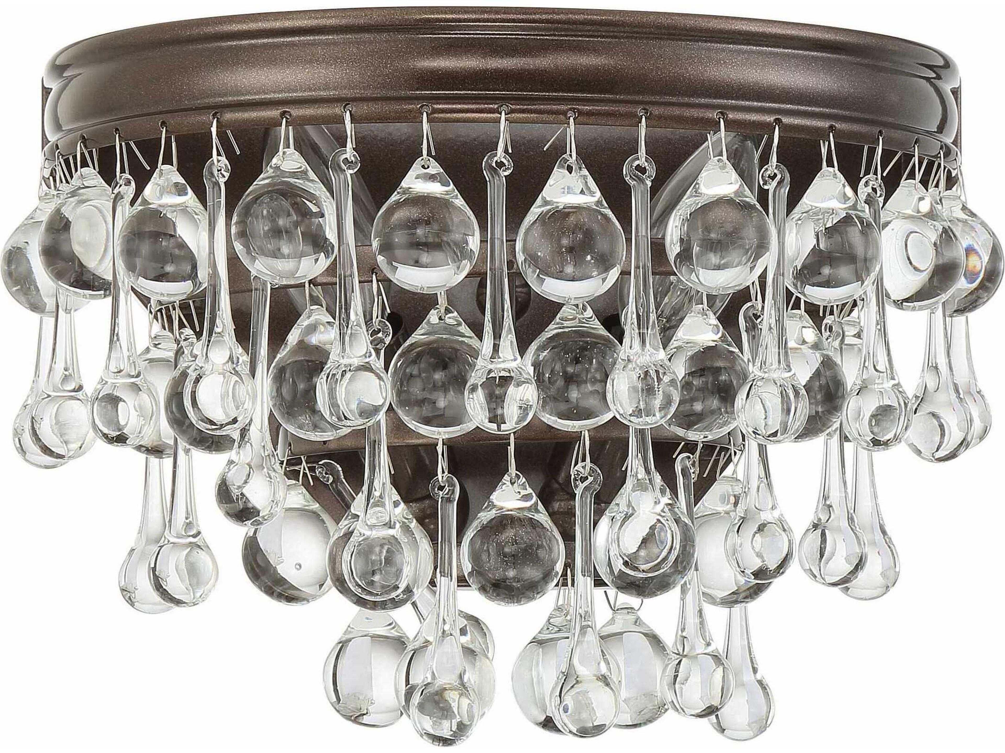 Crystorama Calypso 2-Light Chrome Crystal Glass Flush Mount