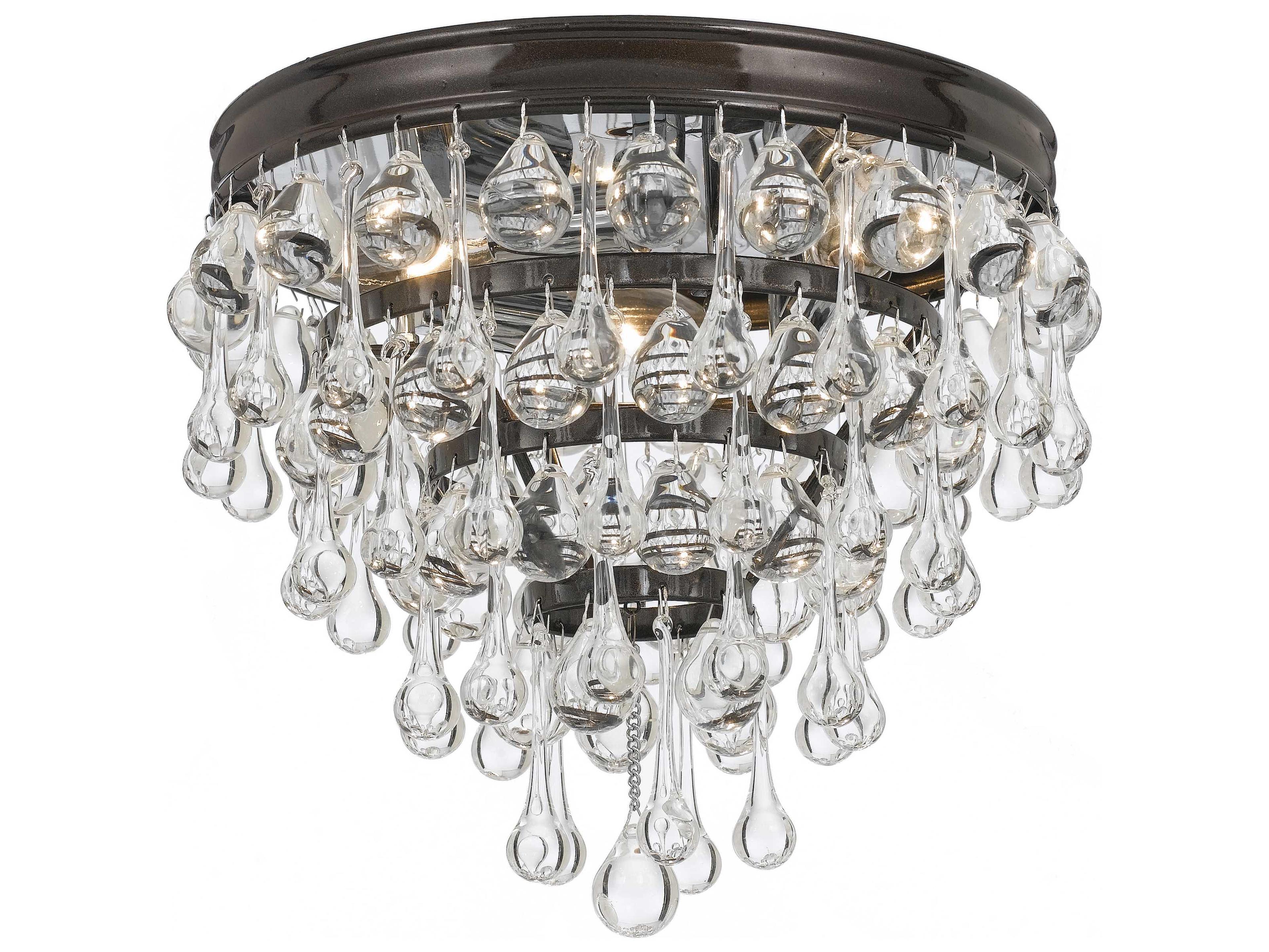 Crystorama Calypso 3-Light Chrome Crystal Glass Tiered Flush Mount