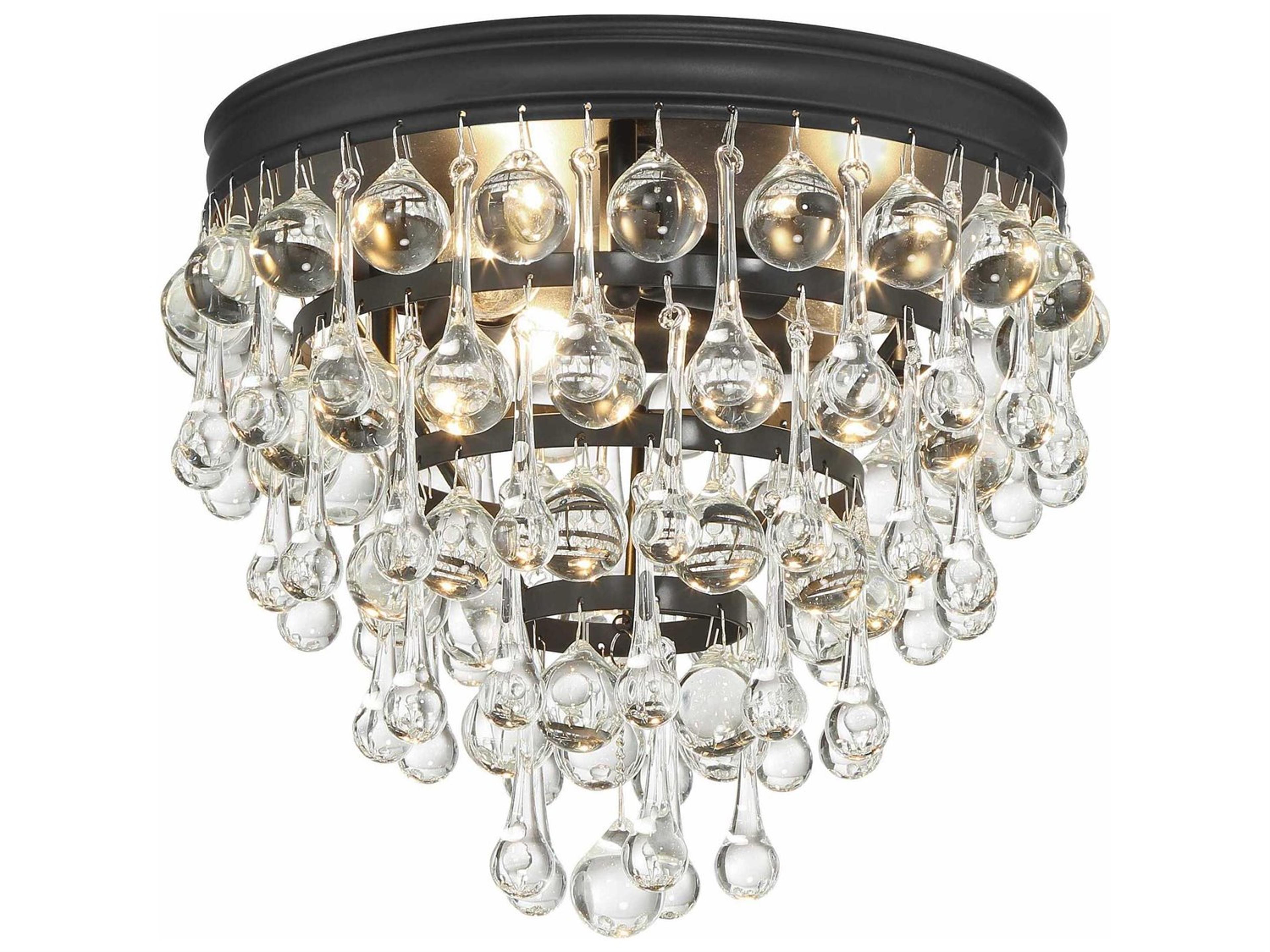 Crystorama Calypso 3-Light Chrome Crystal Glass Tiered Flush Mount