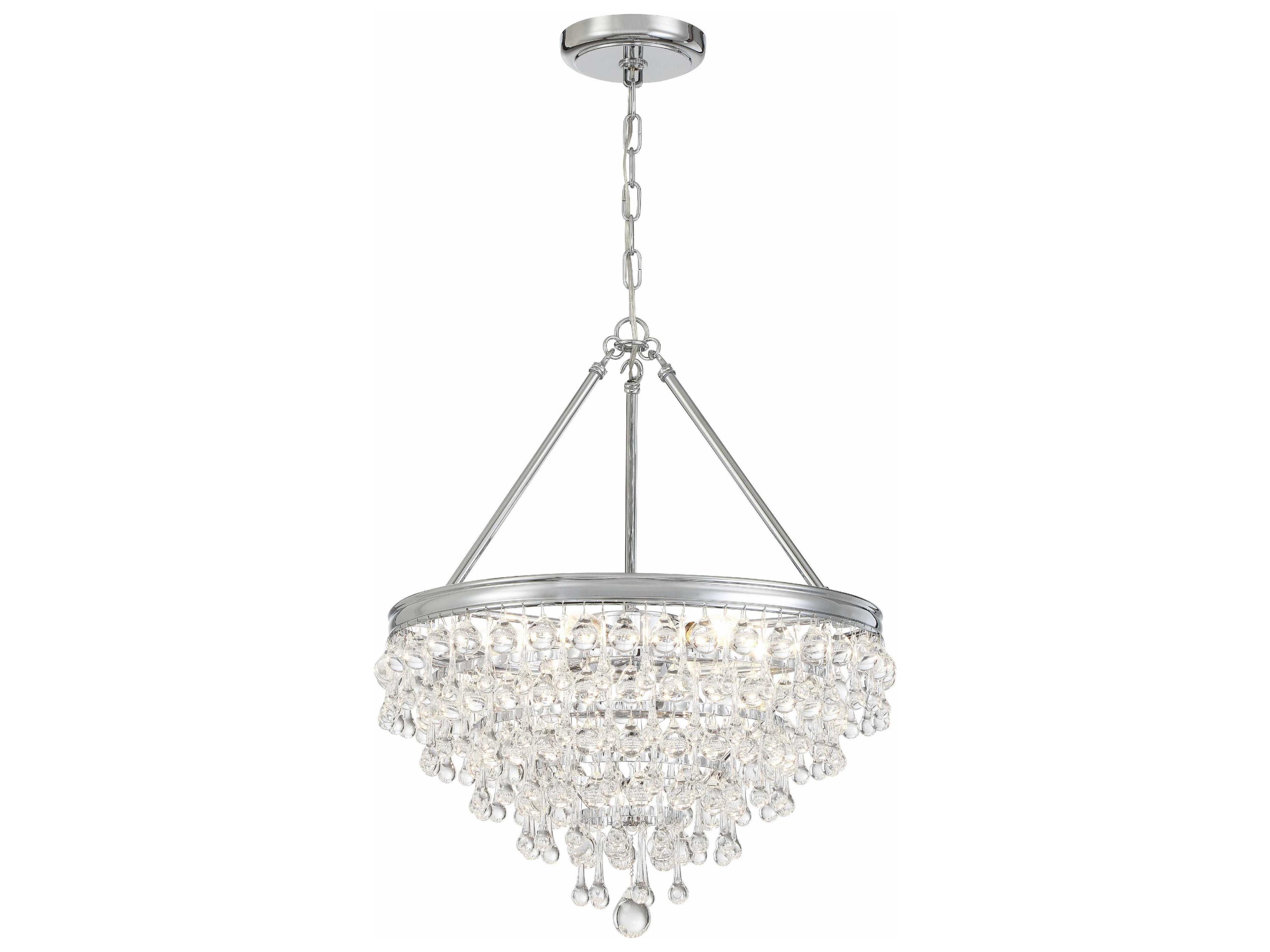 Calypso 6-Light Chrome Crystal Glass Candelabra Tiered Chandelier