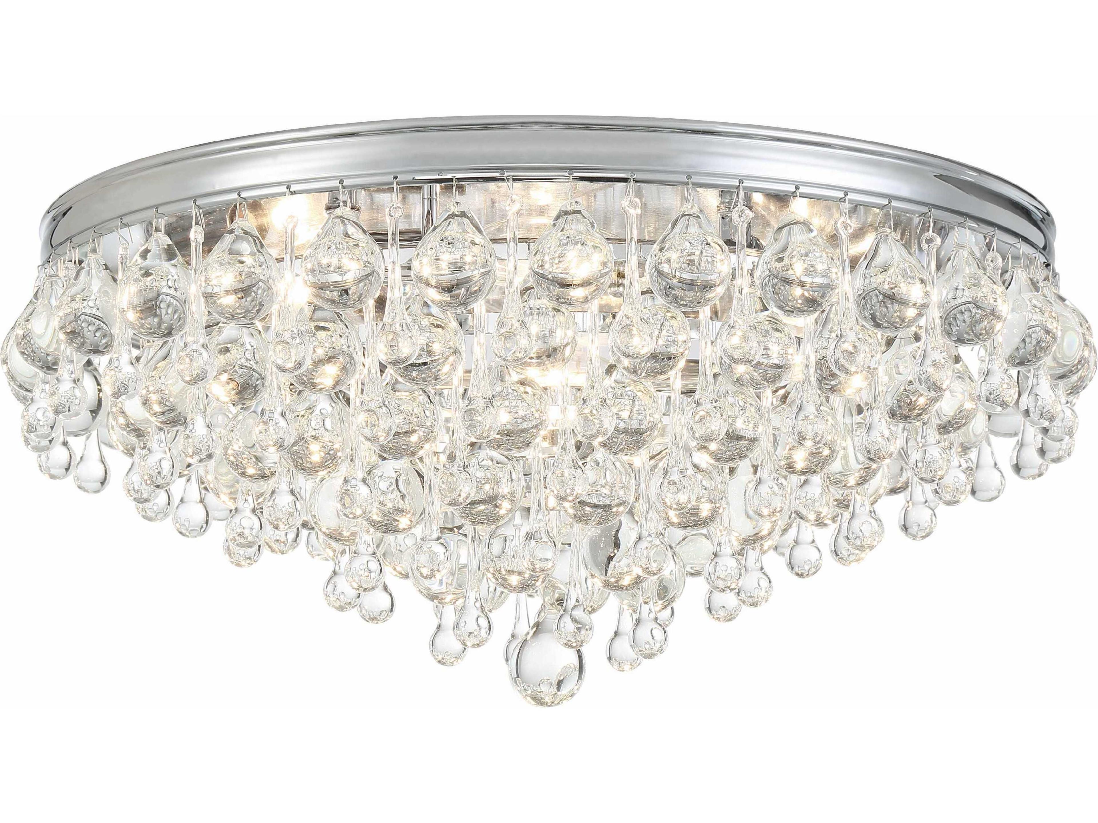 Calypso 6-Light Polished Chrome Crystal Glass Tiered Flush Mount