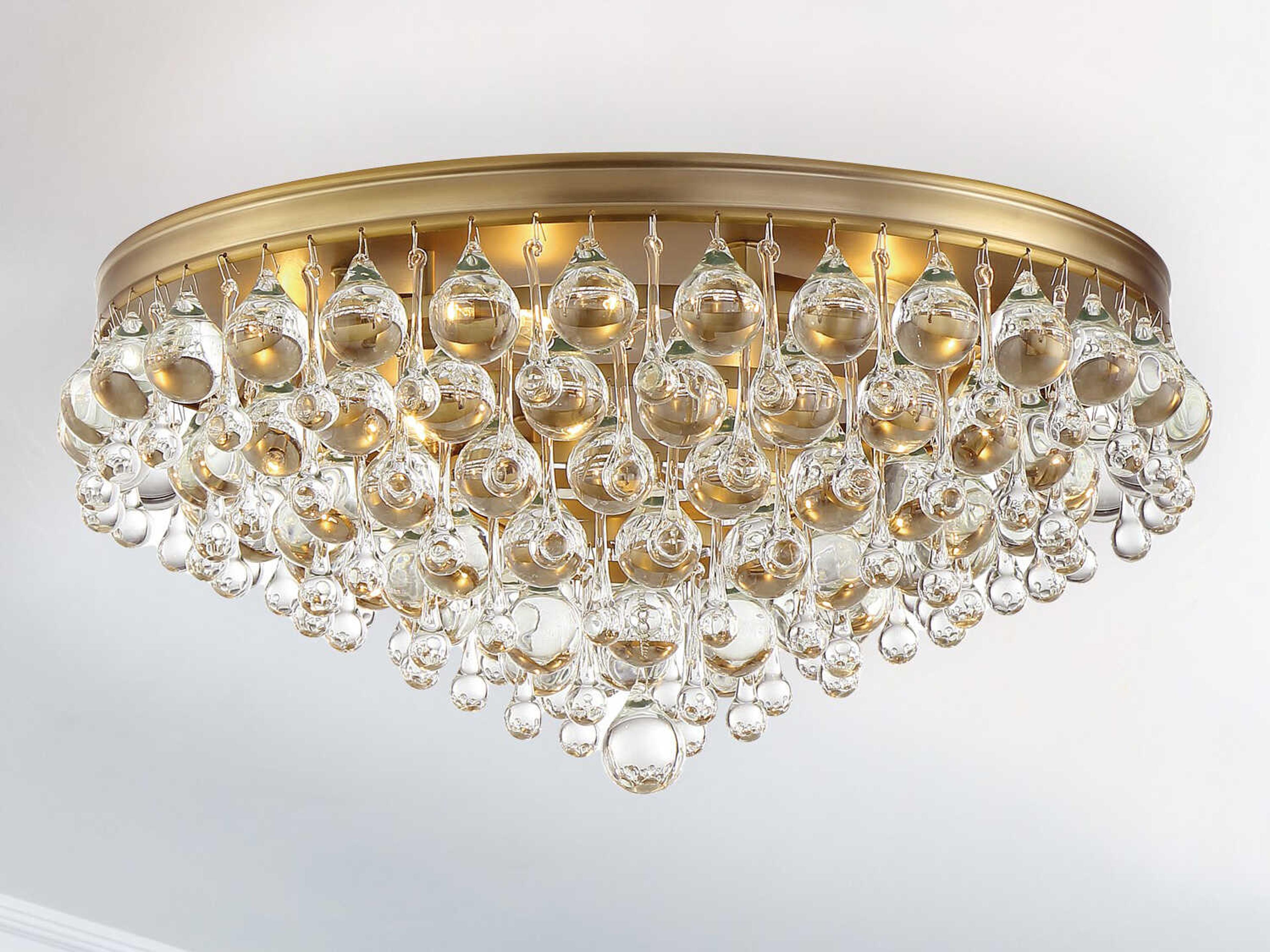 Crystorama Calypso 6-Light Vibrant Gold Glass Tiered Flush Mount