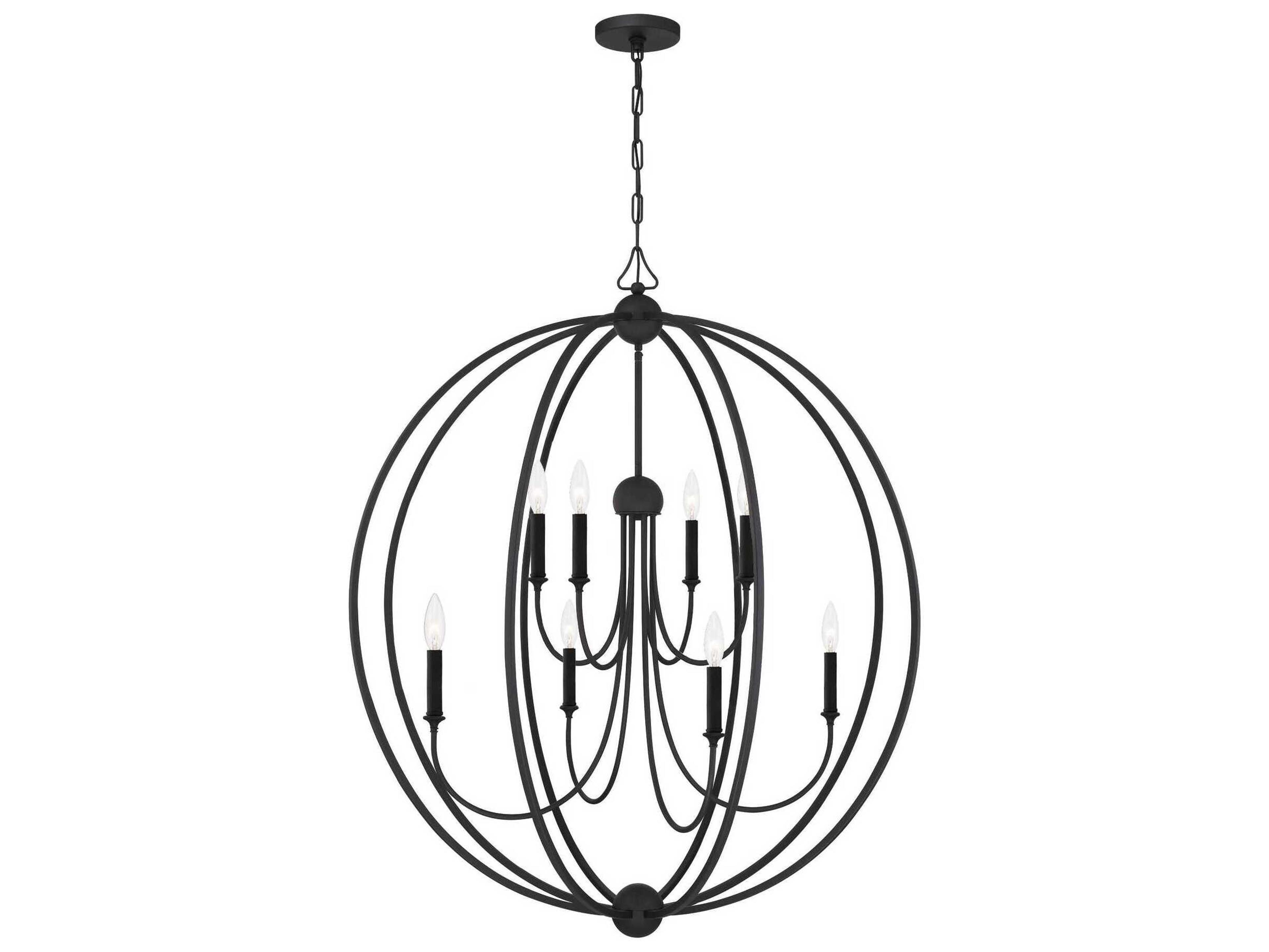 Sylvan 8-Light Black Forged Steel Candelabra Geometric Round Chandelier