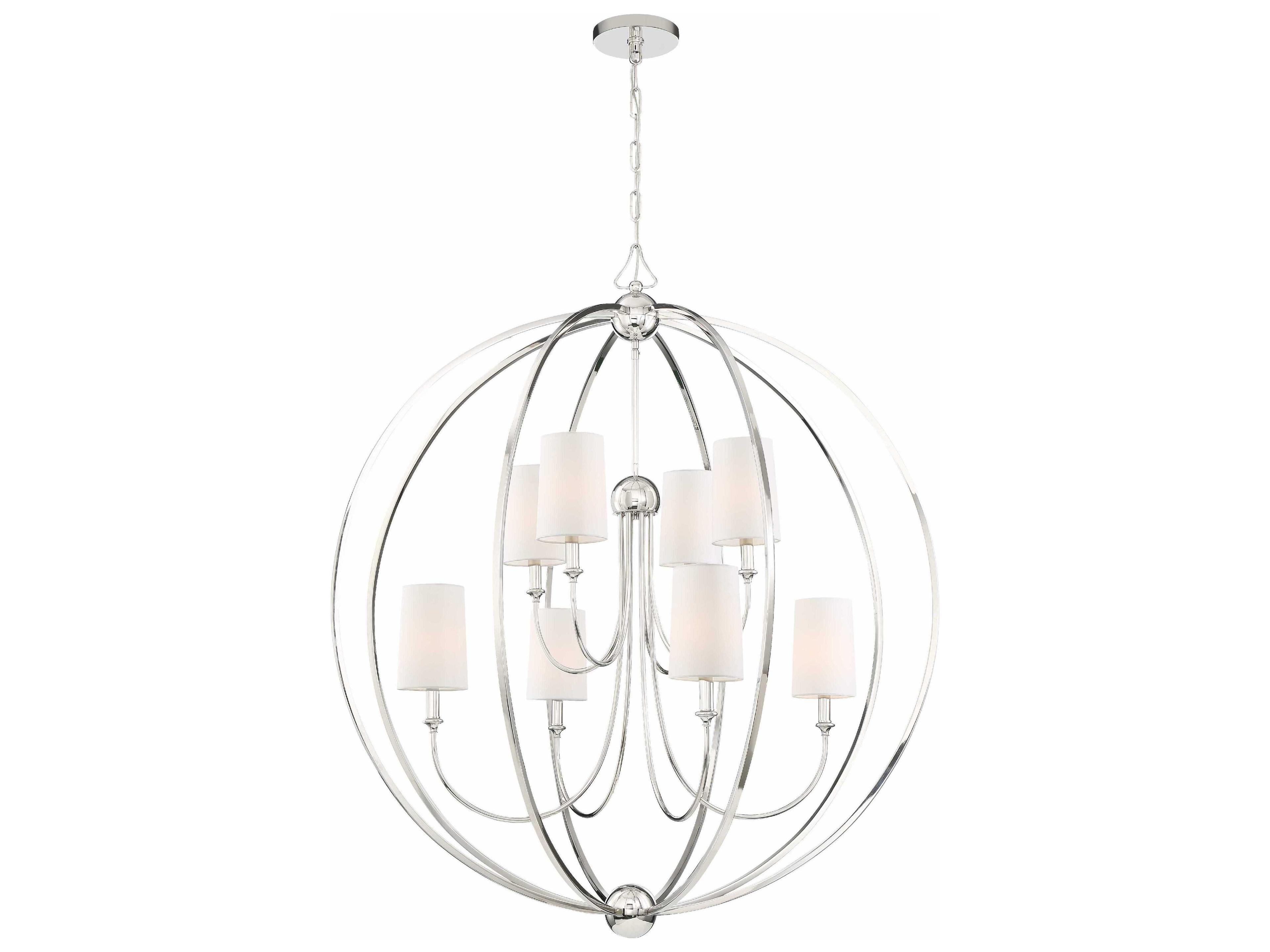 Sylvan 8-Light Polished Nickel Candelabra Cylinder Tiered Chandelier