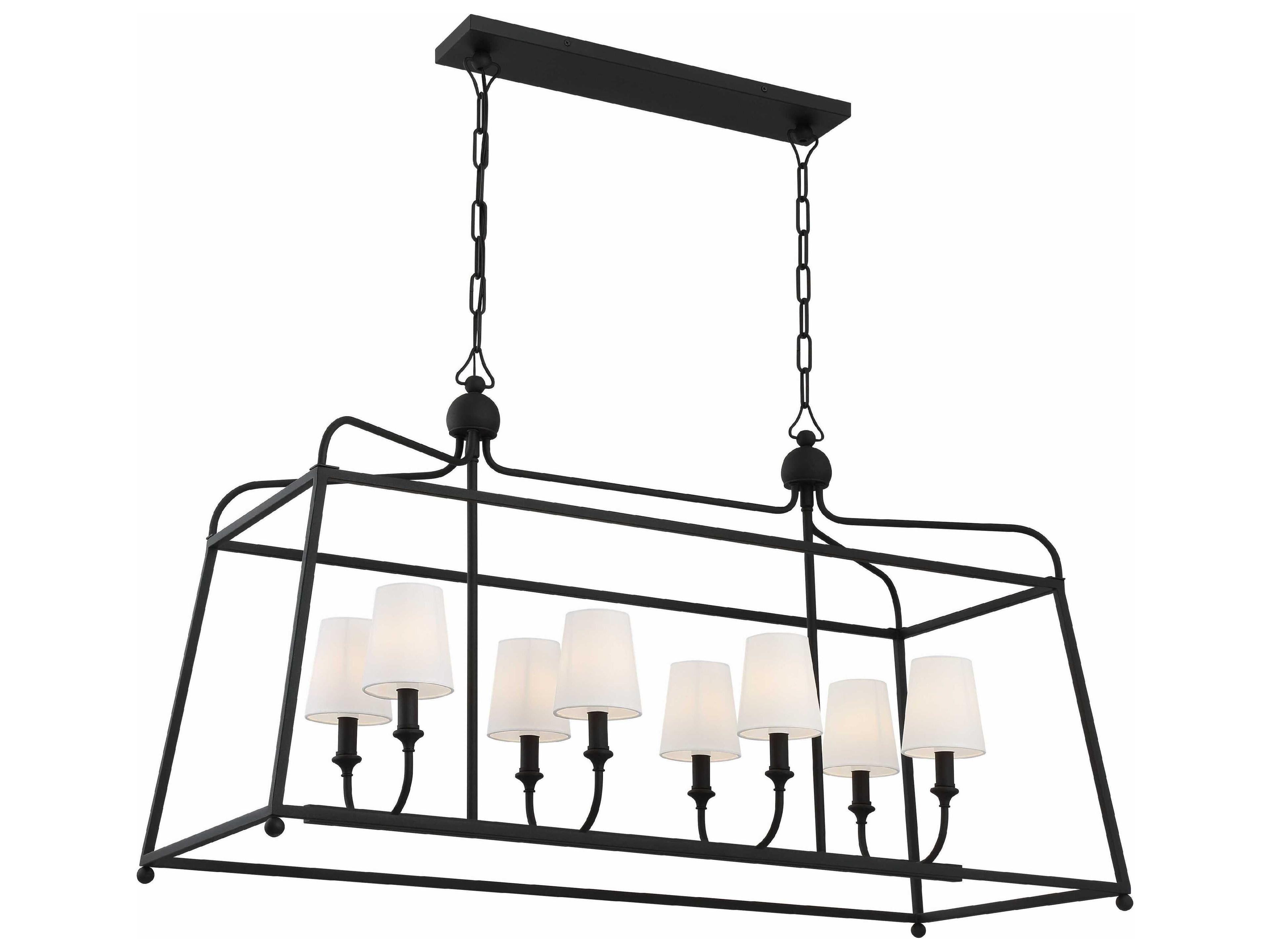 Sylvan 8-Light Black Forged Glass Empire Island Pendant