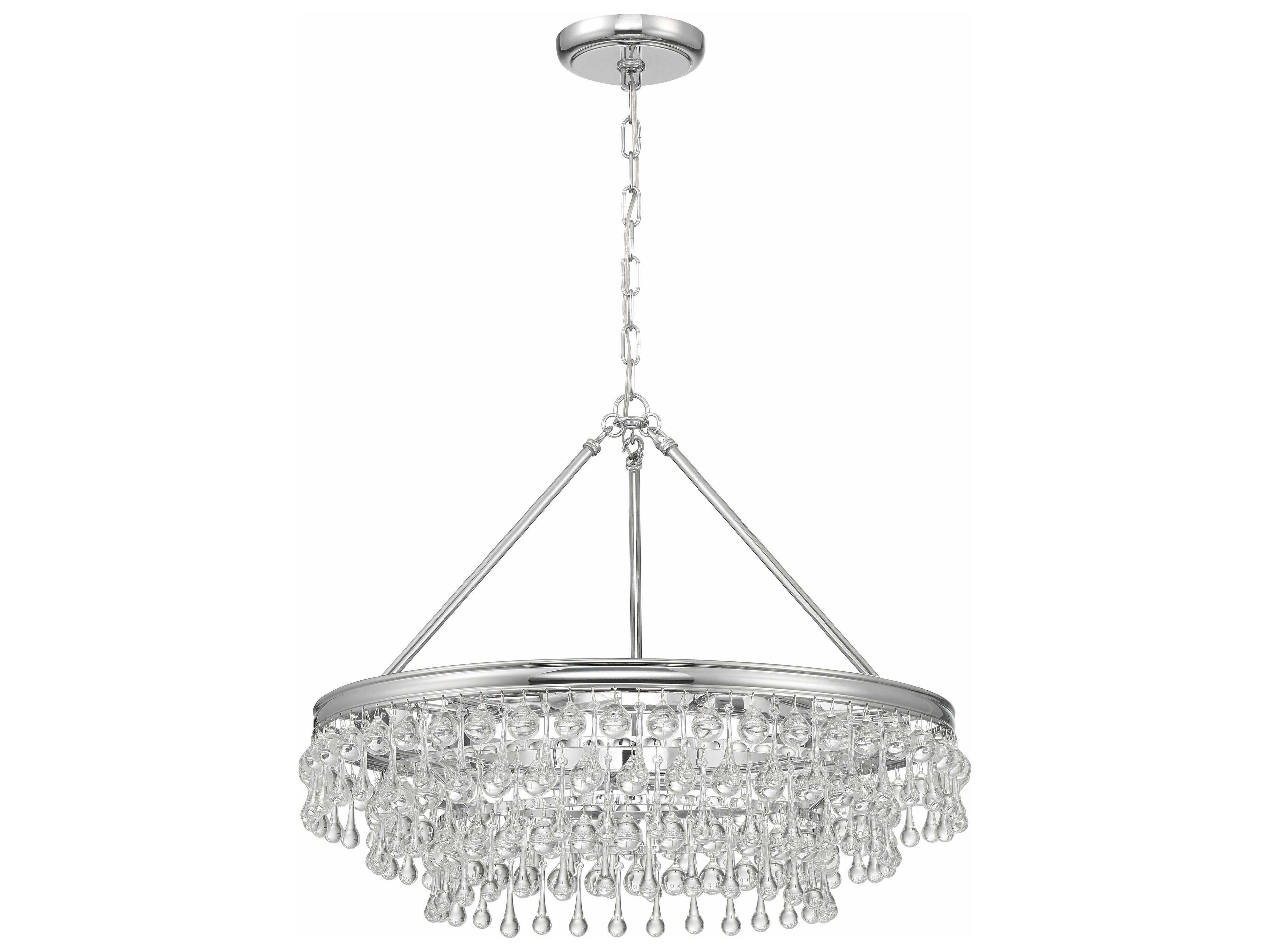 Crystorama Calypso 6-Light Polished Chrome Glass Candelabra Chandelier