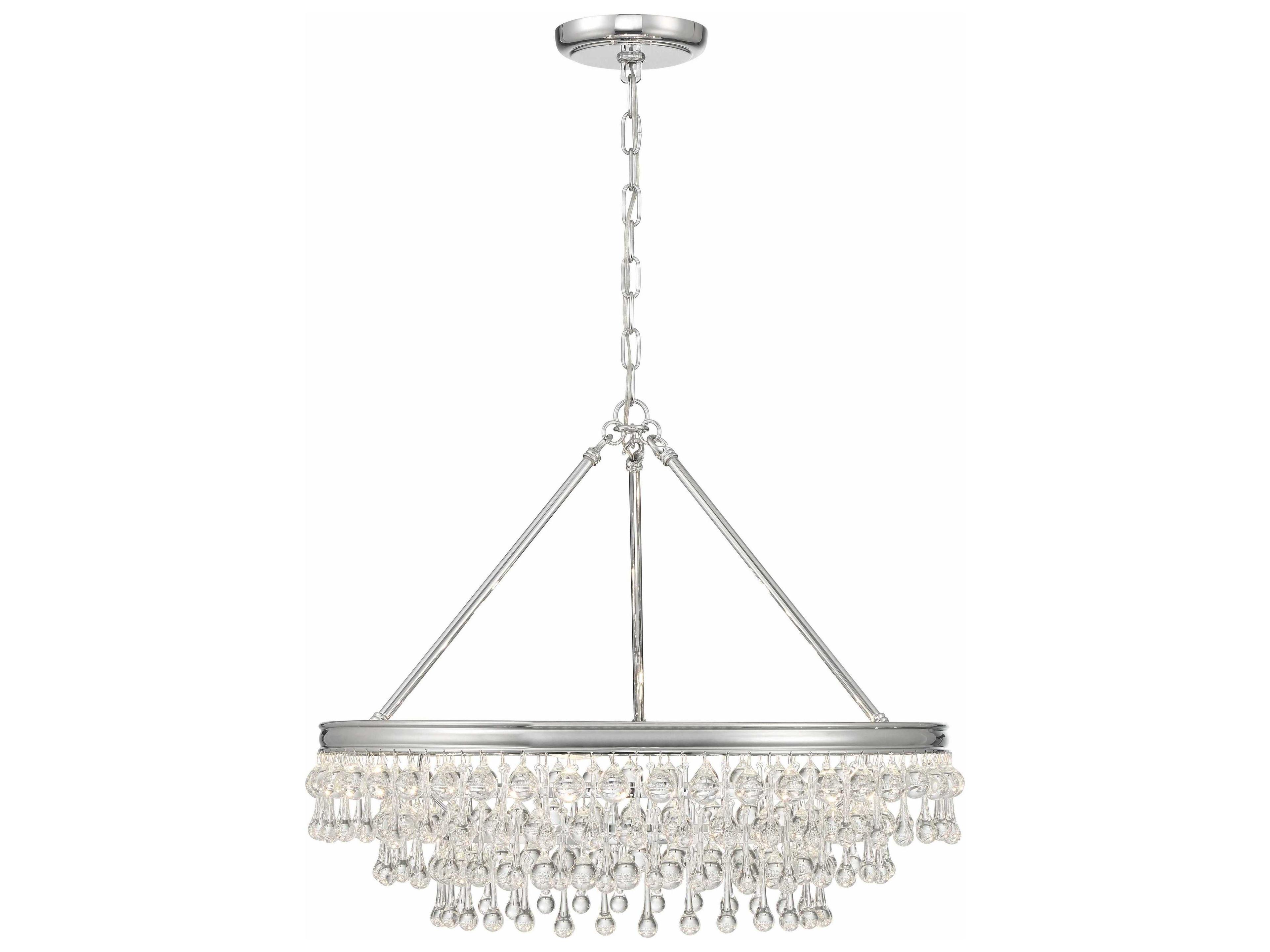 Crystorama Calypso 6-Light Polished Chrome Glass Candelabra Chandelier