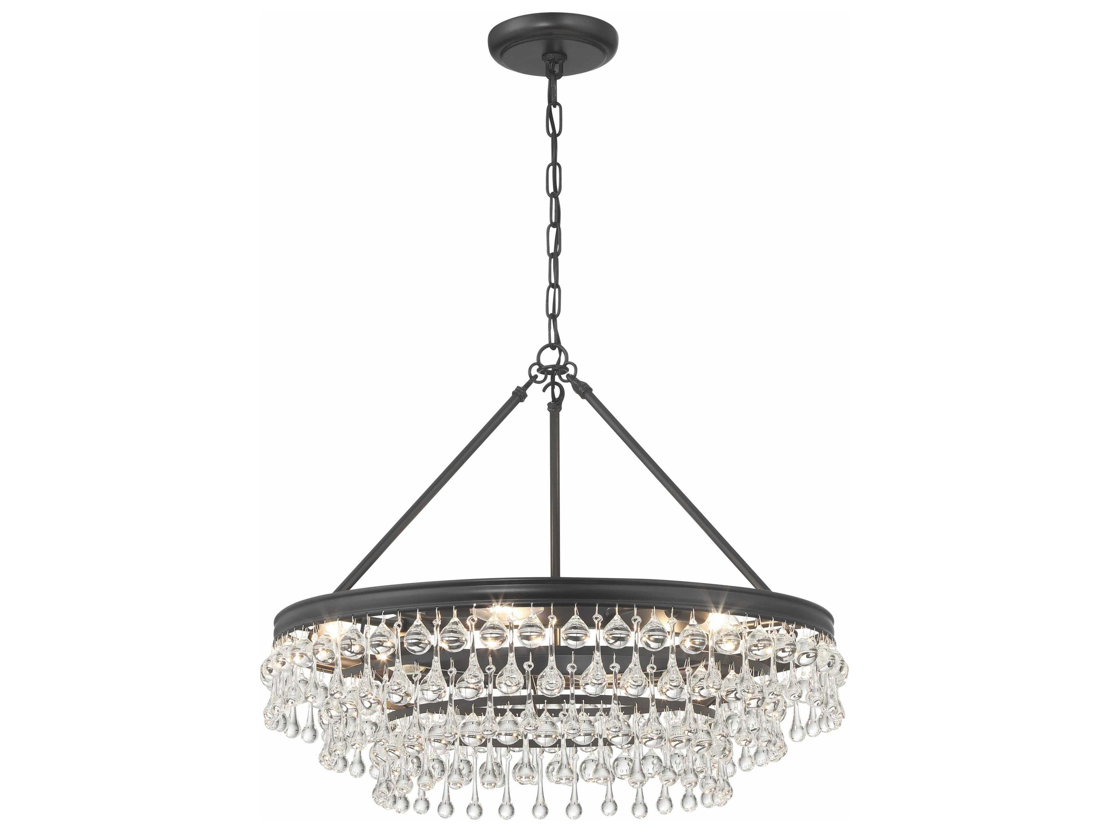 Calypso 6-Light Matte Black Glass Candelabra Chandelier