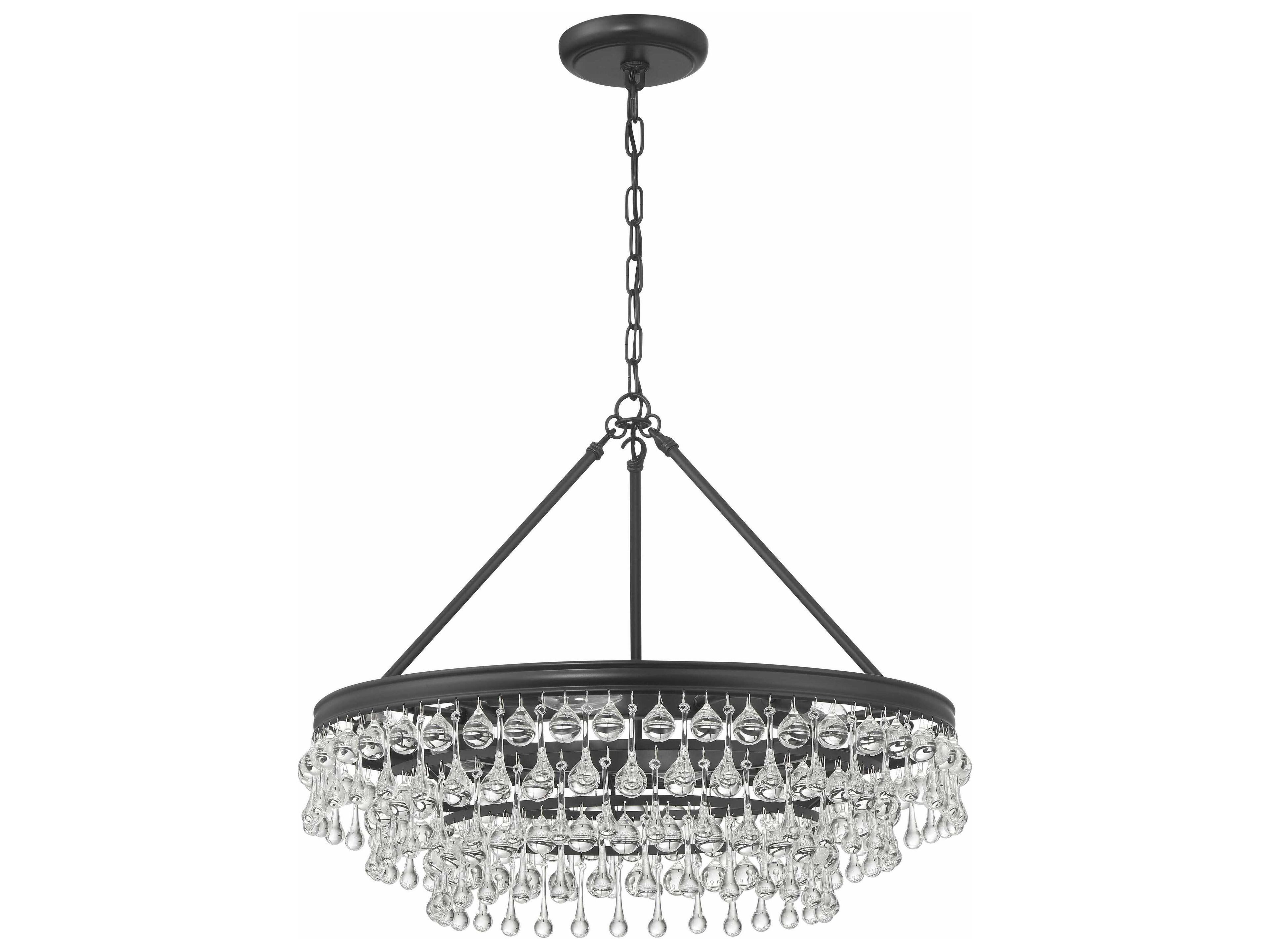 Crystorama Calypso 6-Light Matte Black Glass Candelabra Chandelier