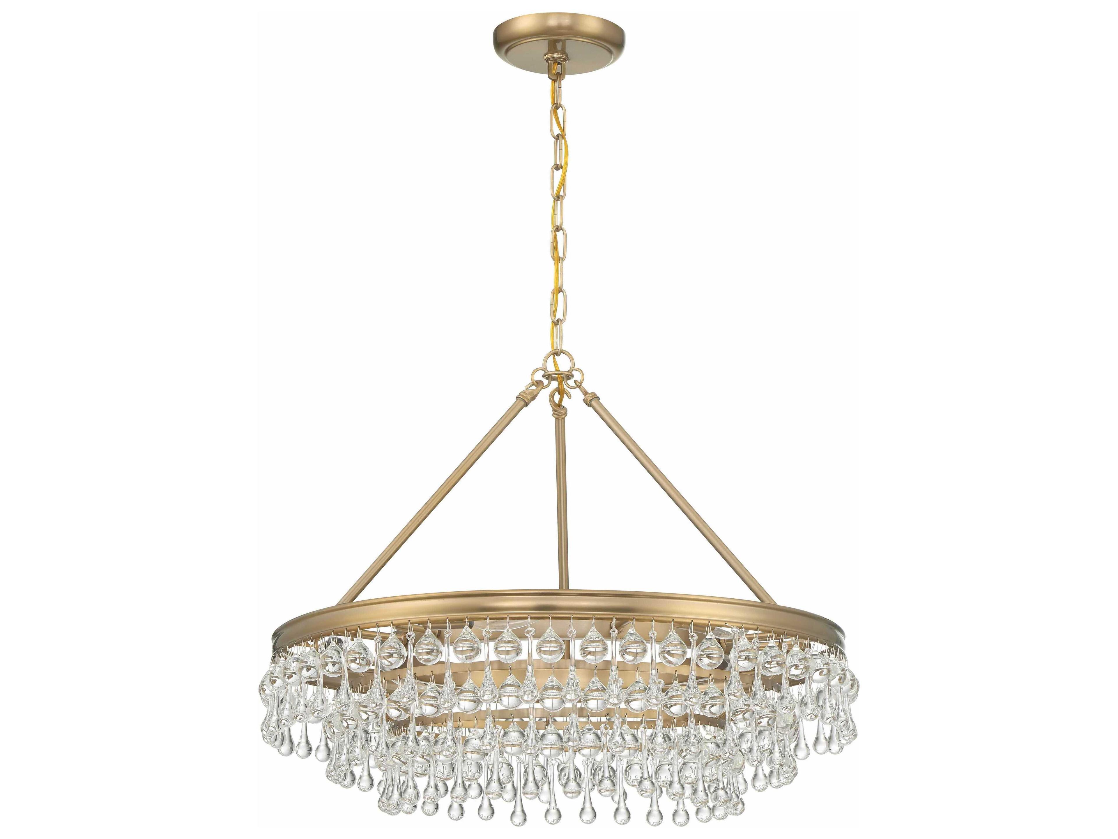 Crystorama Calypso 6-Light Vibrant Gold Glass Candelabra Chandelier