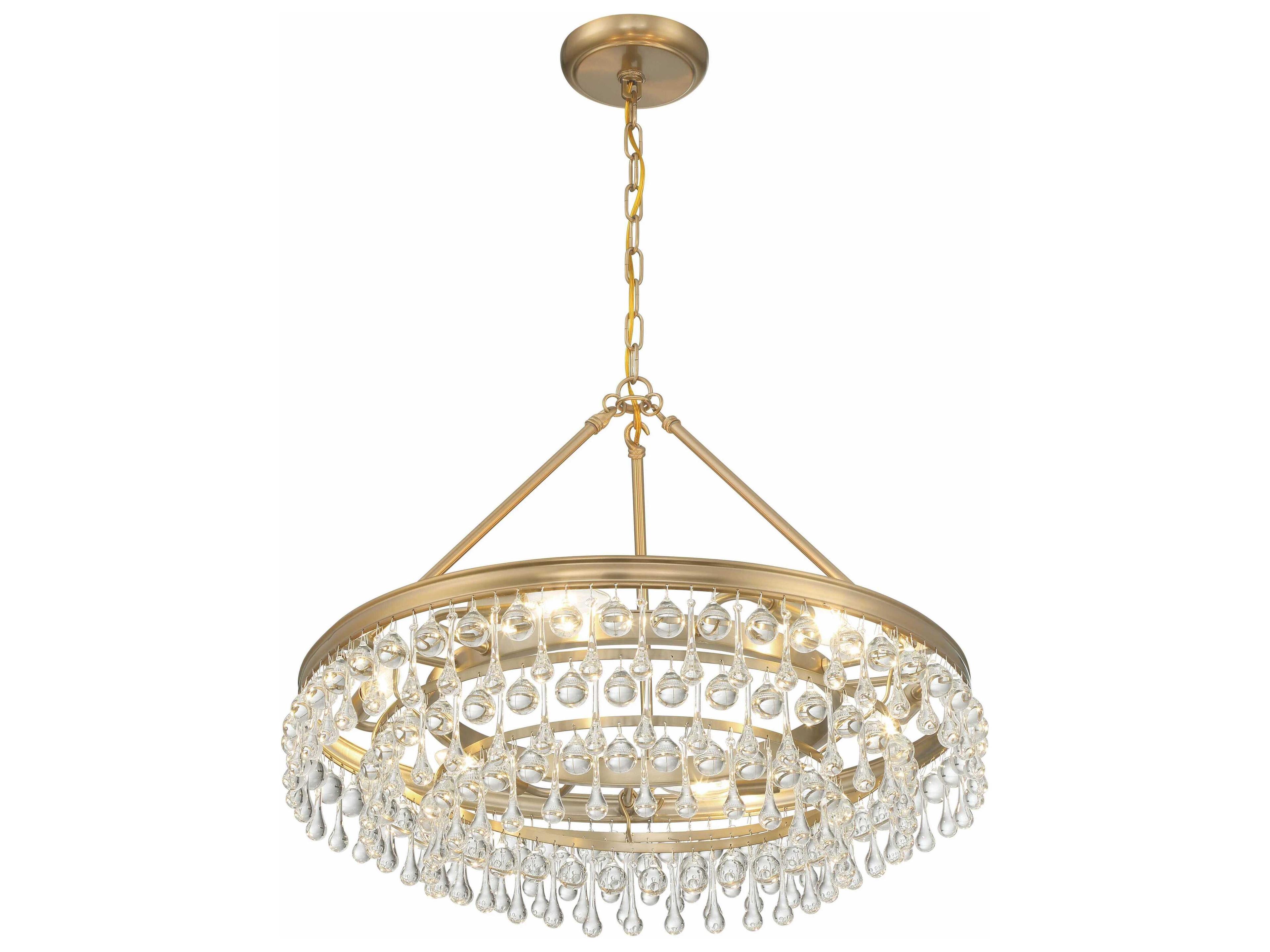 Crystorama Calypso 6-Light Vibrant Gold Glass Candelabra Chandelier