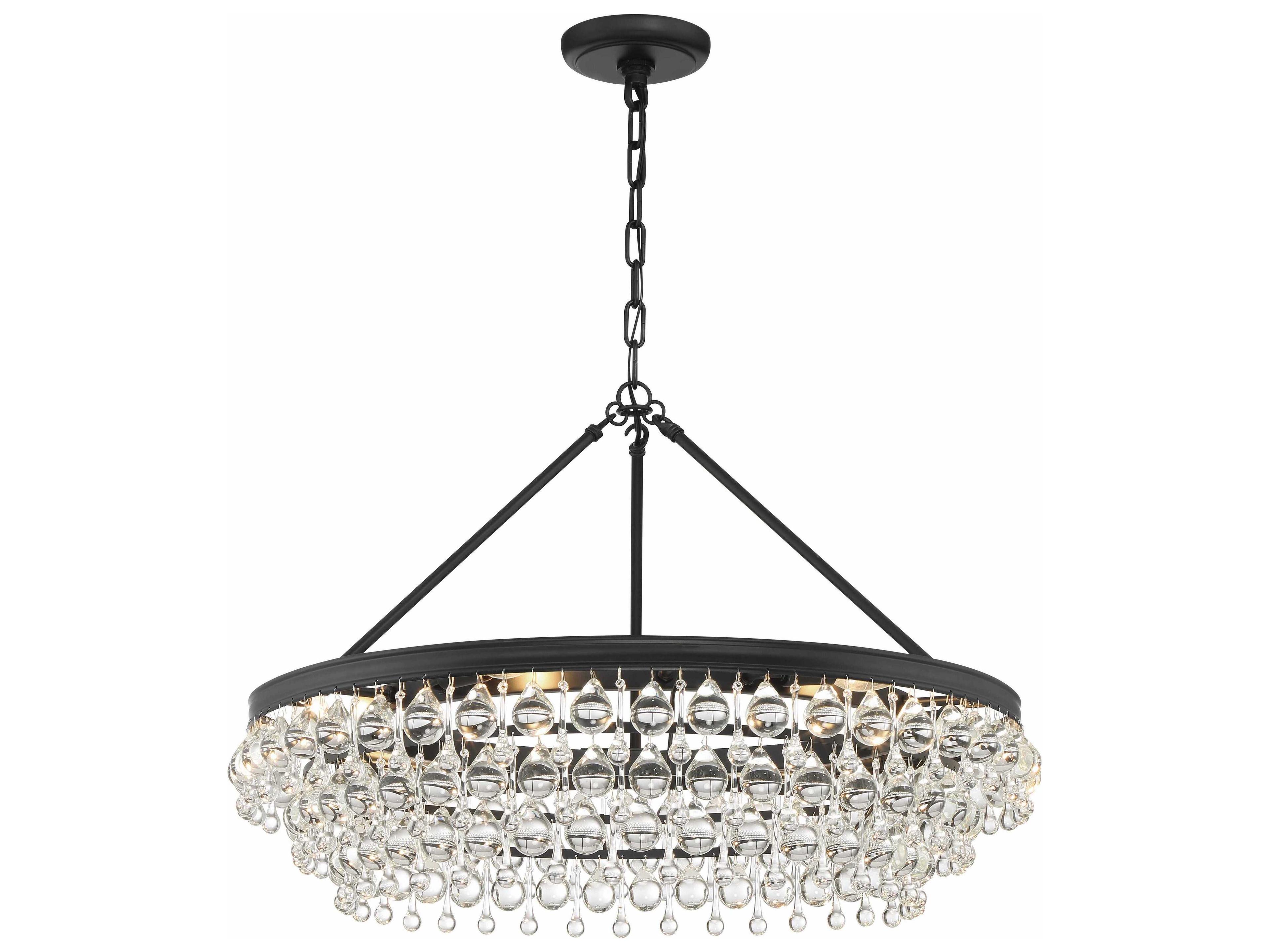 Calypso 6-Light Matte Black Glass Candelabra Chandelier