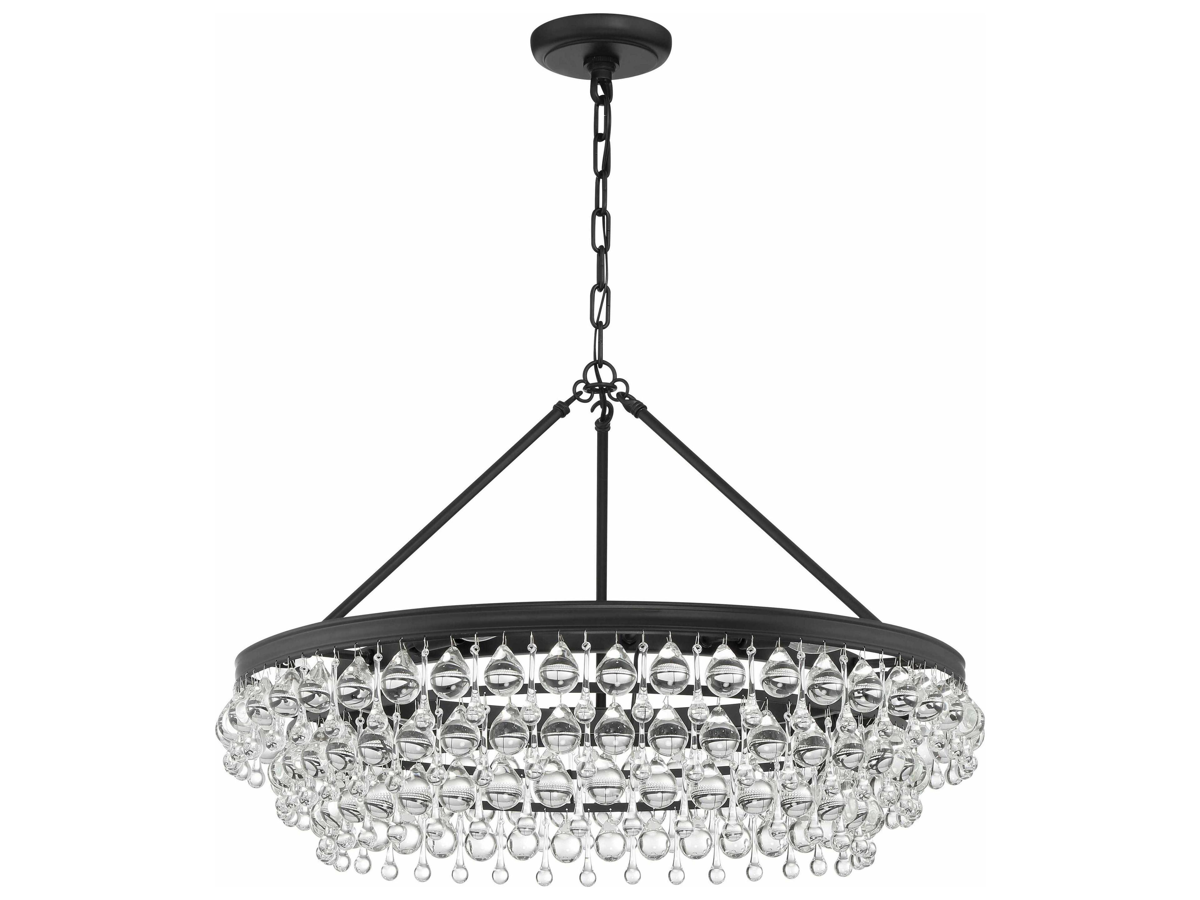 Crystorama Calypso 6-Light Matte Black Glass Candelabra Chandelier