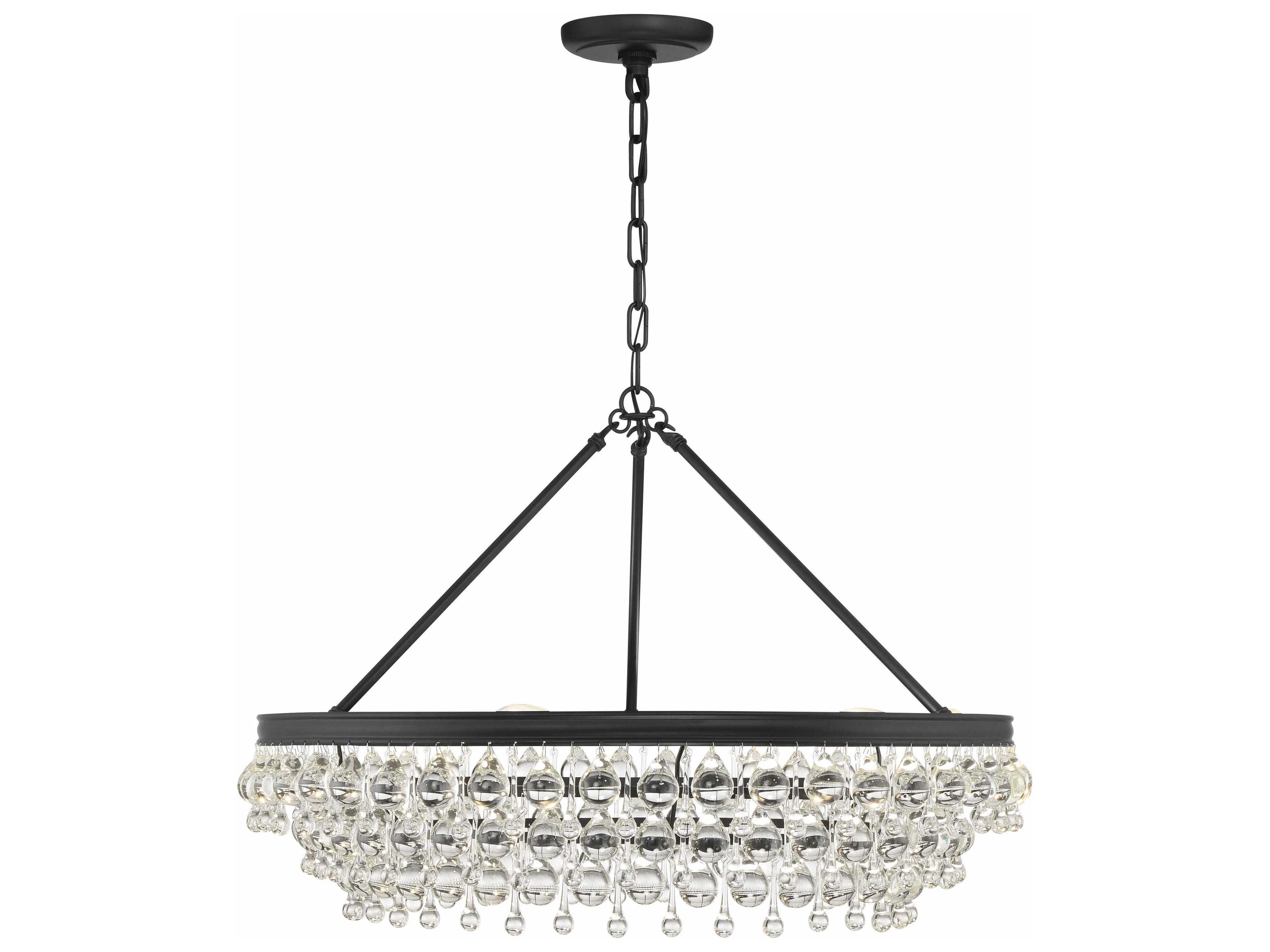 Crystorama Calypso 6-Light Matte Black Glass Candelabra Chandelier