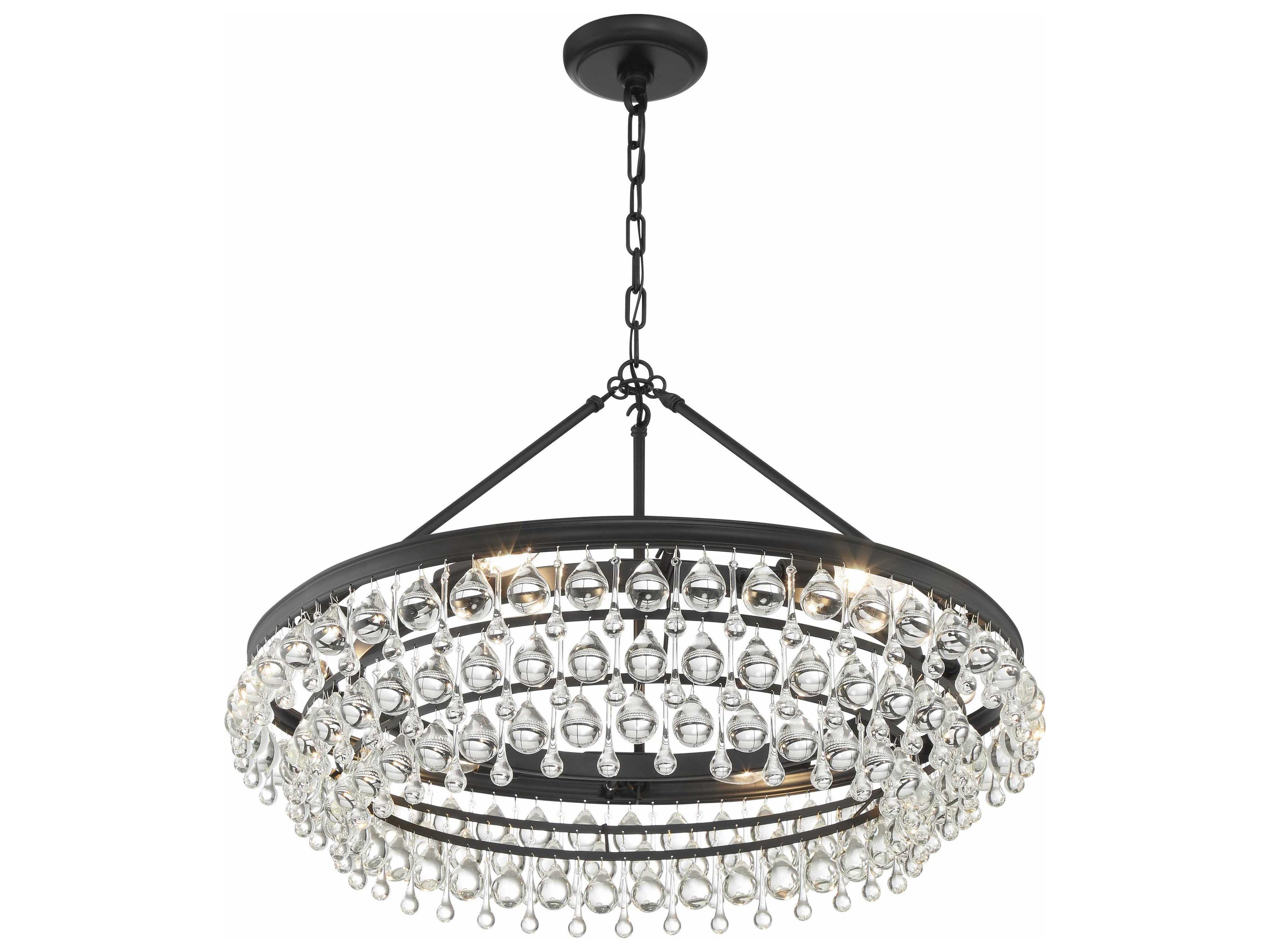 Crystorama Calypso 6-Light Matte Black Glass Candelabra Chandelier