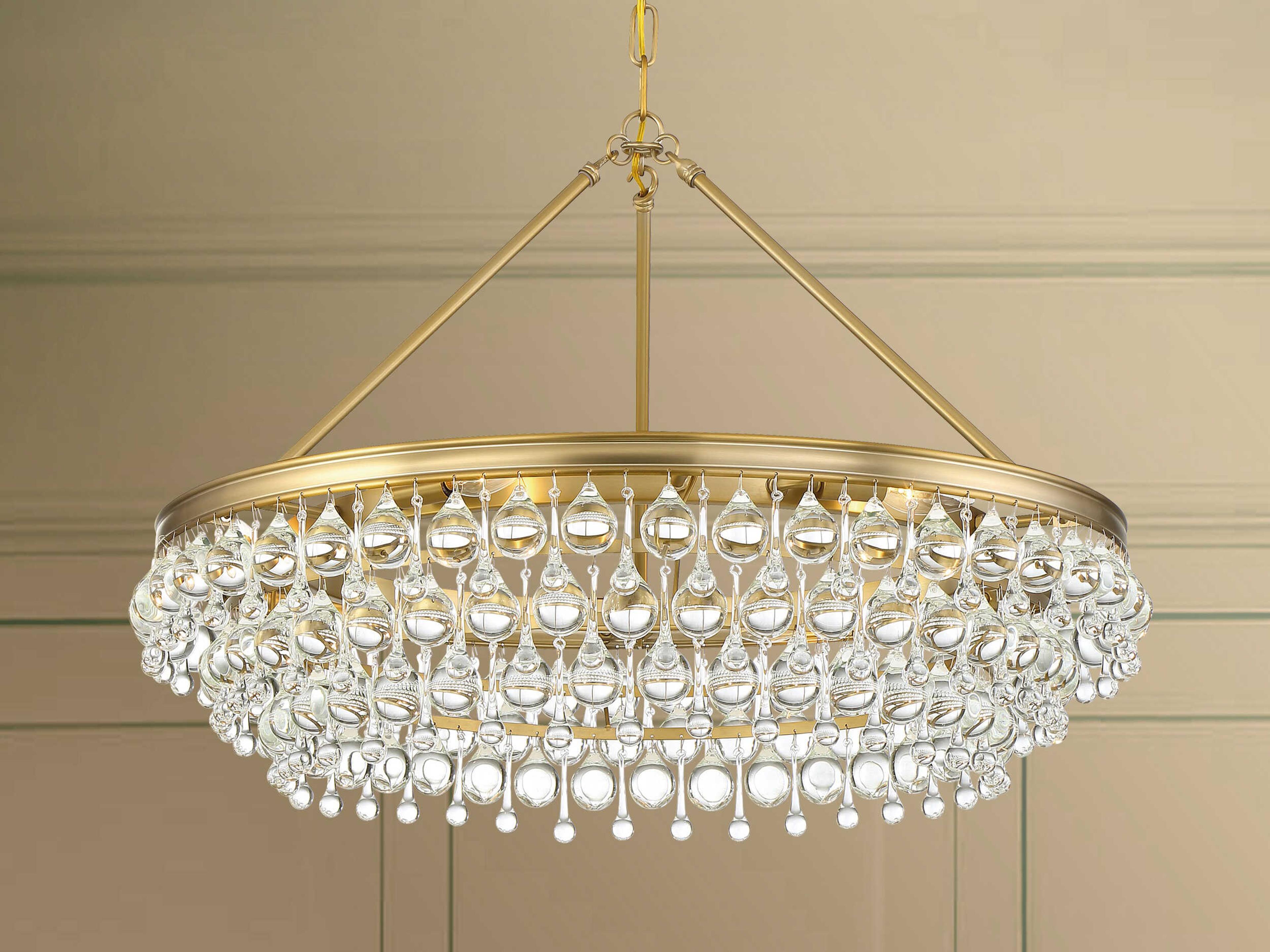 Crystorama Calypso 6-Light Vibrant Gold Clear Crystal Glass Candelabra Tiered Chandelier