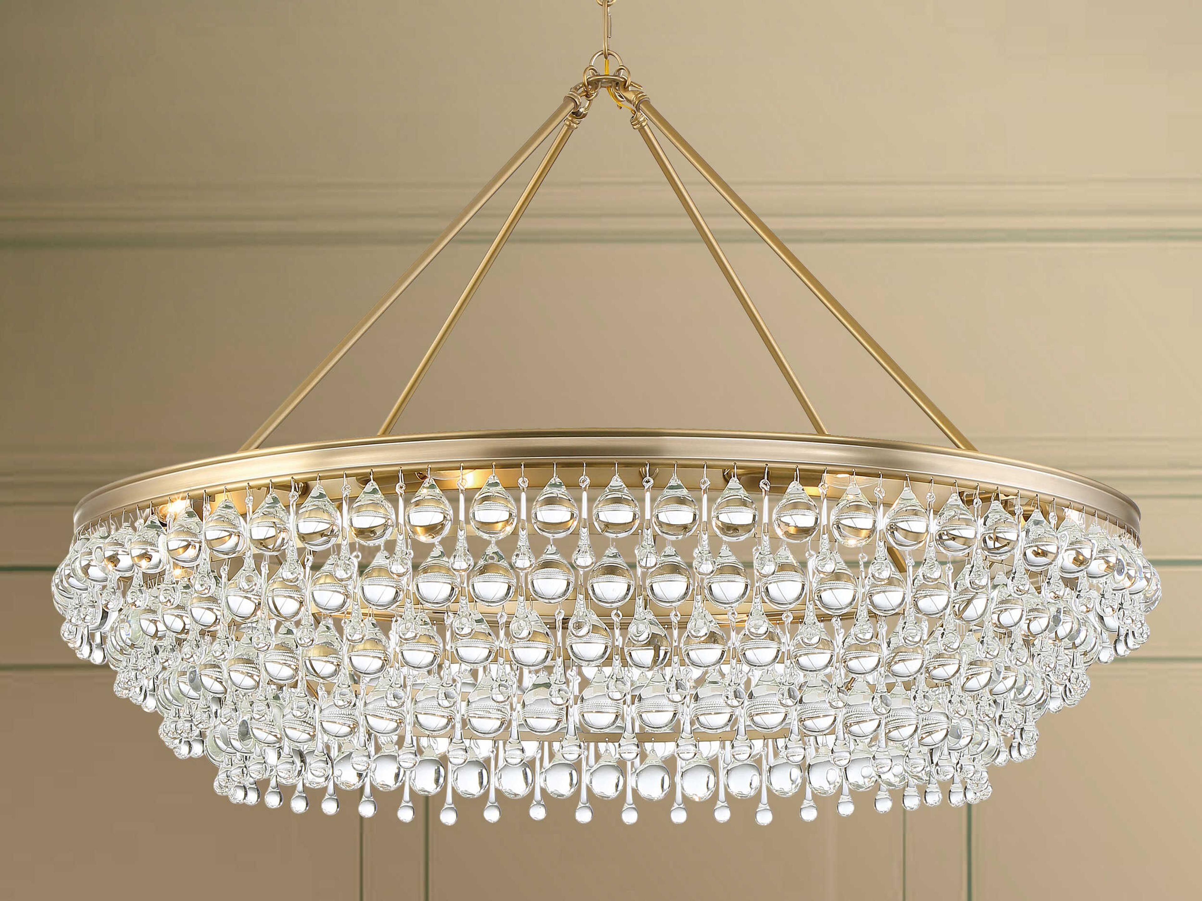 Crystorama Calypso 8-Light Vibrant Gold Glass Candelabra Tiered Chandelier