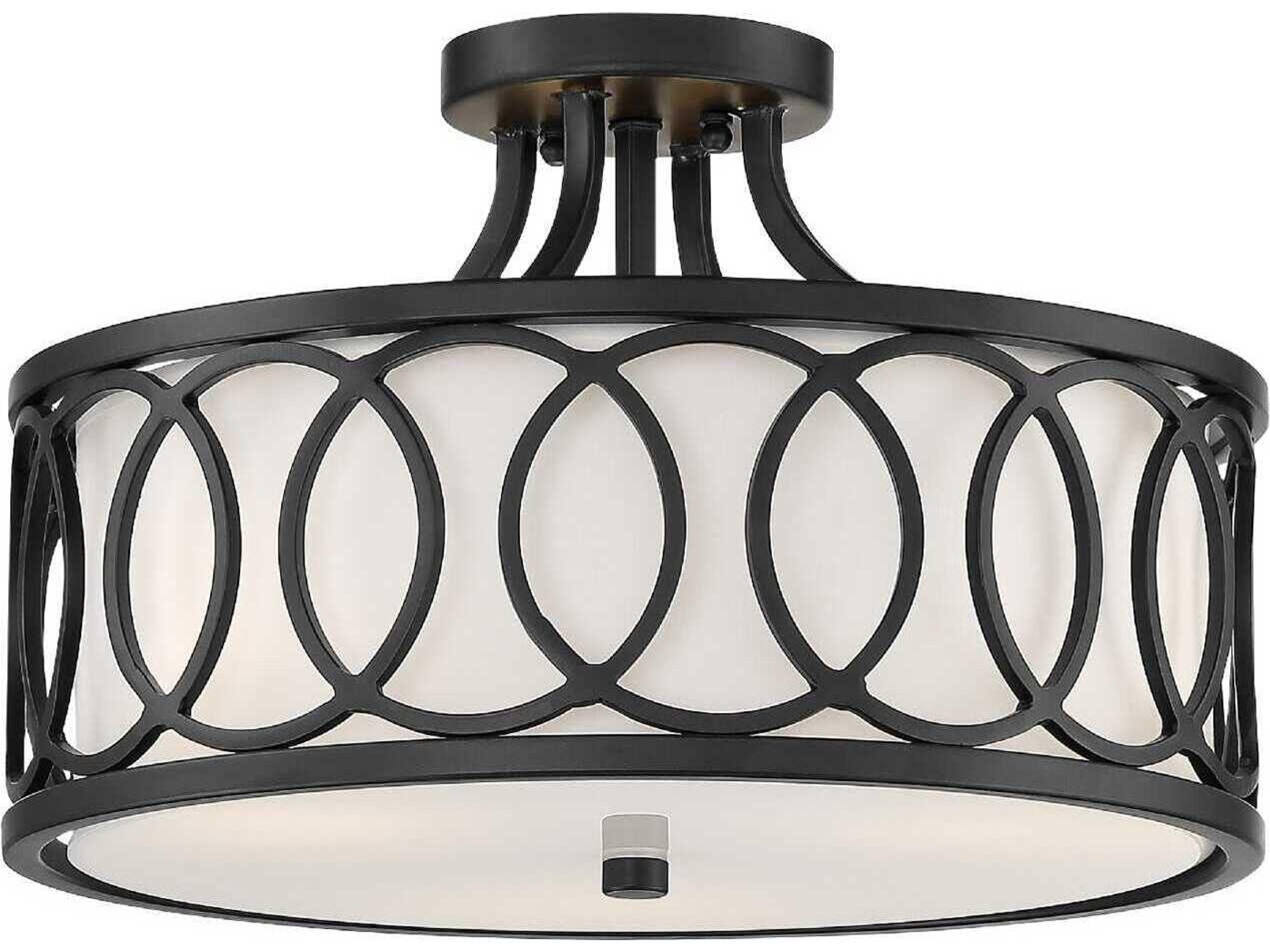 Graham 3-Light Matte Black Drum Semi Flush Mount