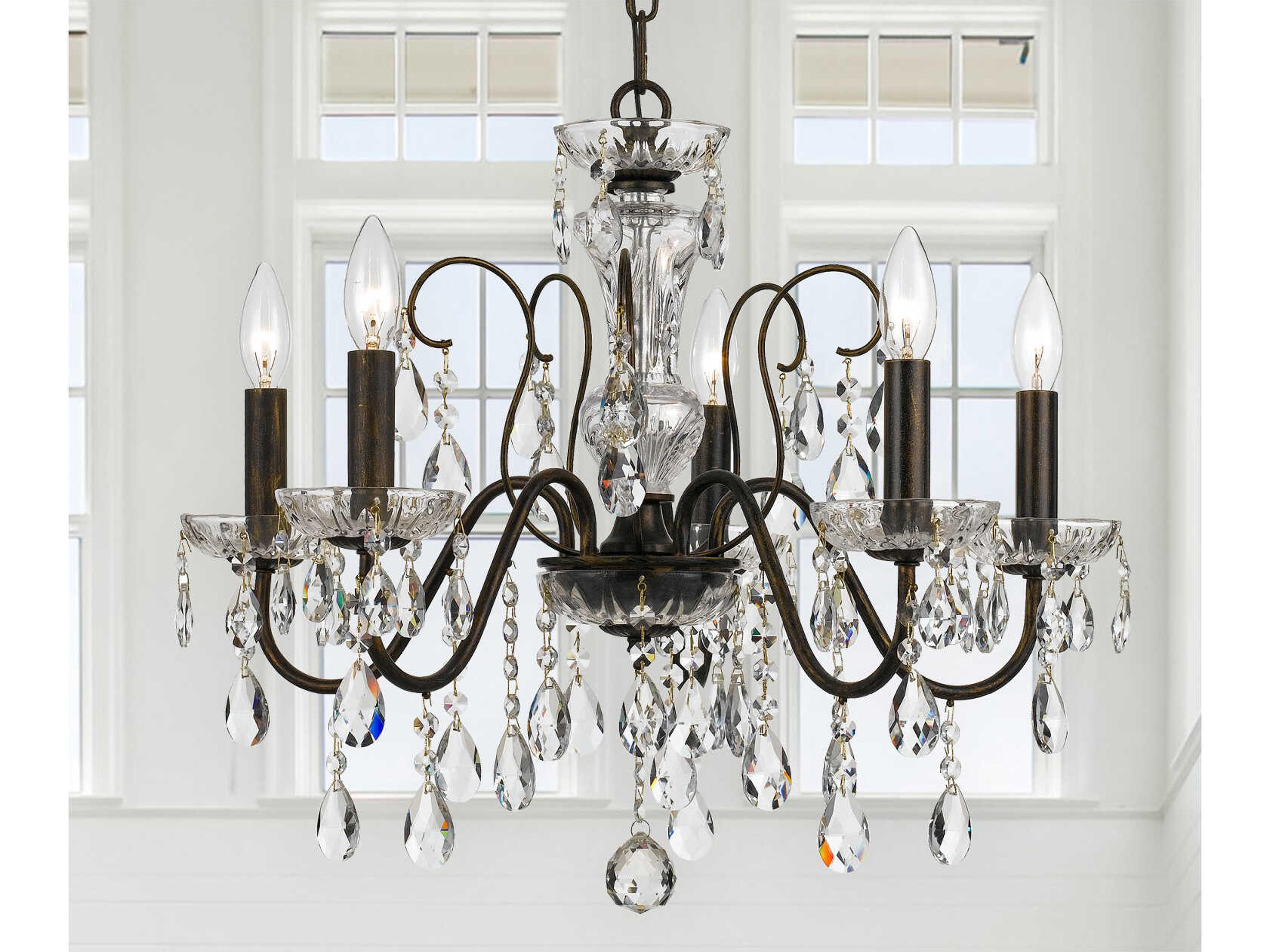 Crystorama Butler 5-Light English Bronze Crystal Candelabra Chandelier