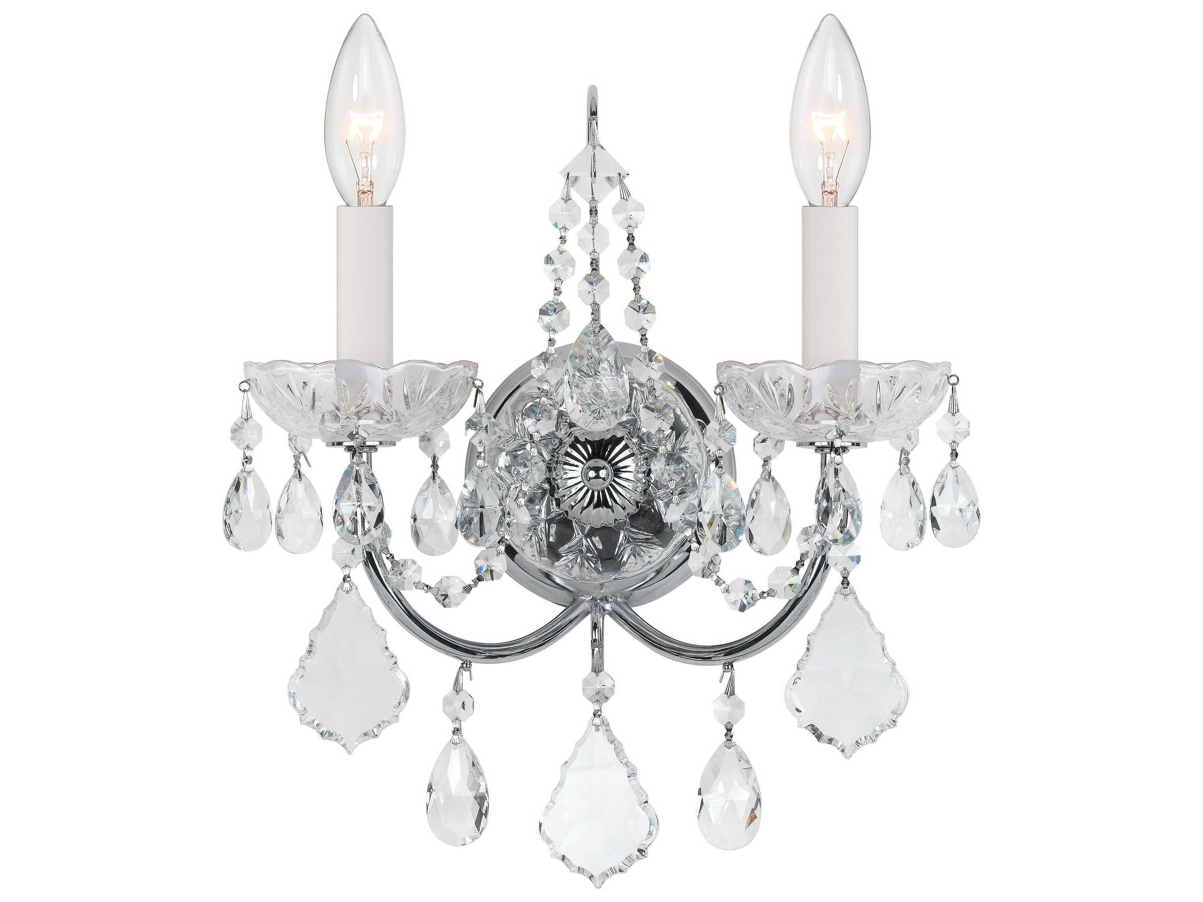 Imperial 2-Light Polished Chrome Crystal Wall Sconce