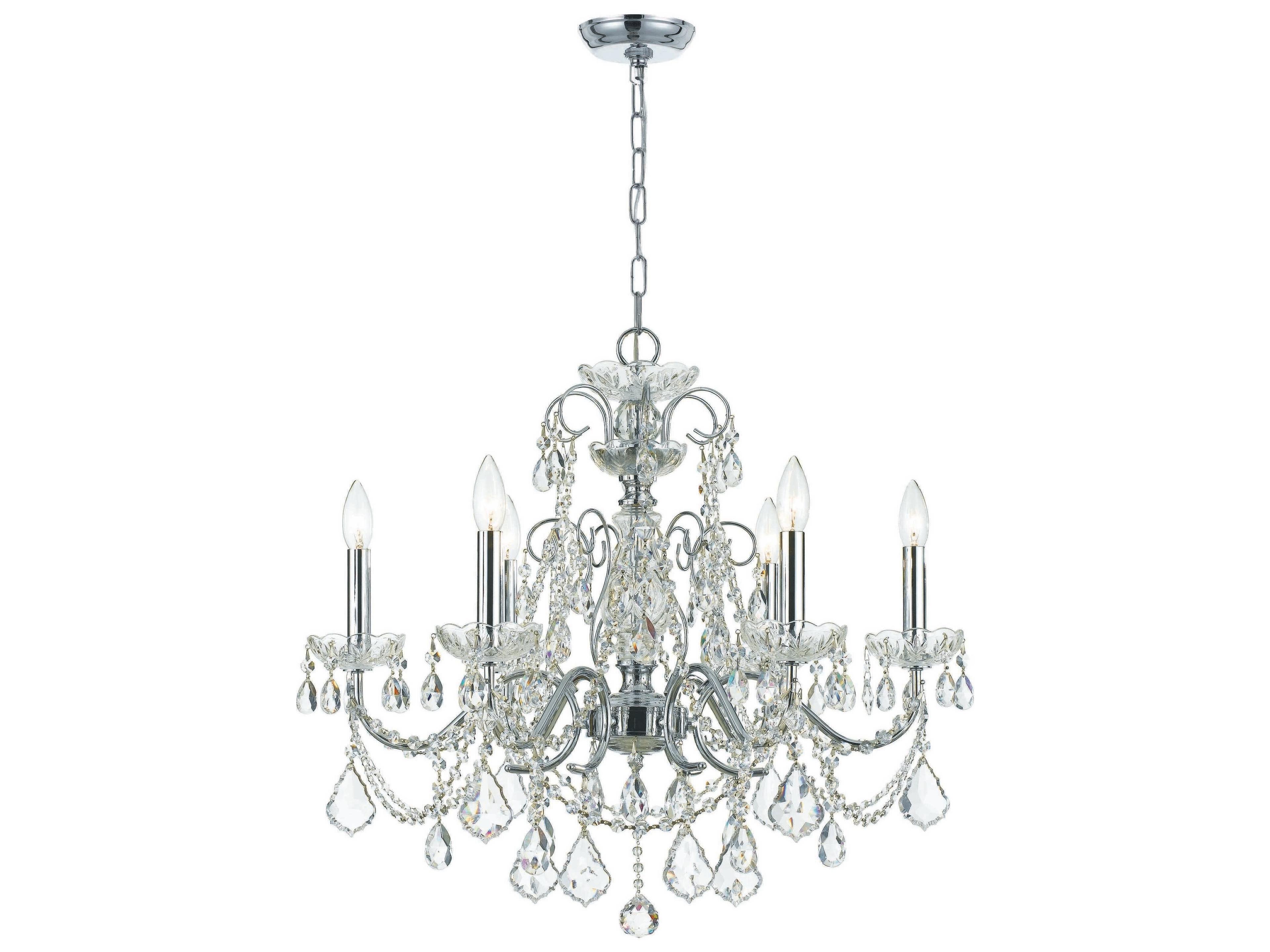 Imperial 6-Light Polished Chrome Crystal Candelabra Chandelier