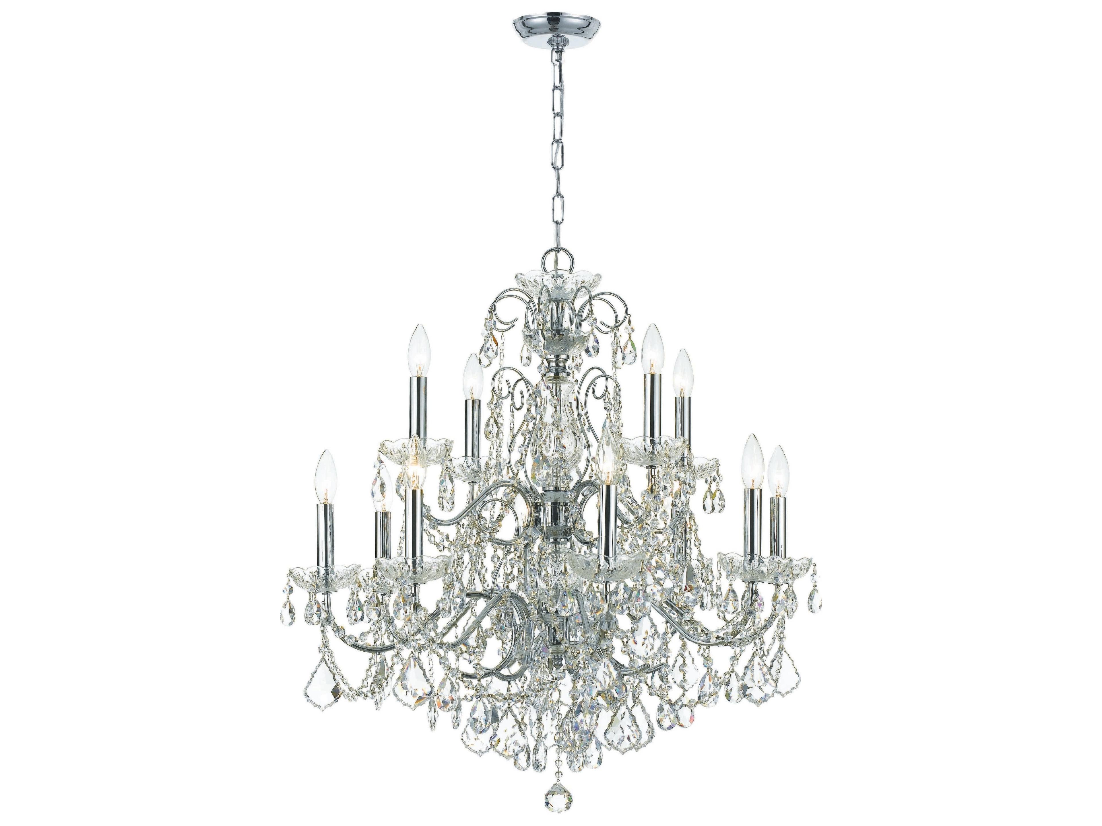 Imperial 12-Light Polished Chrome Crystal Candelabra Chandelier