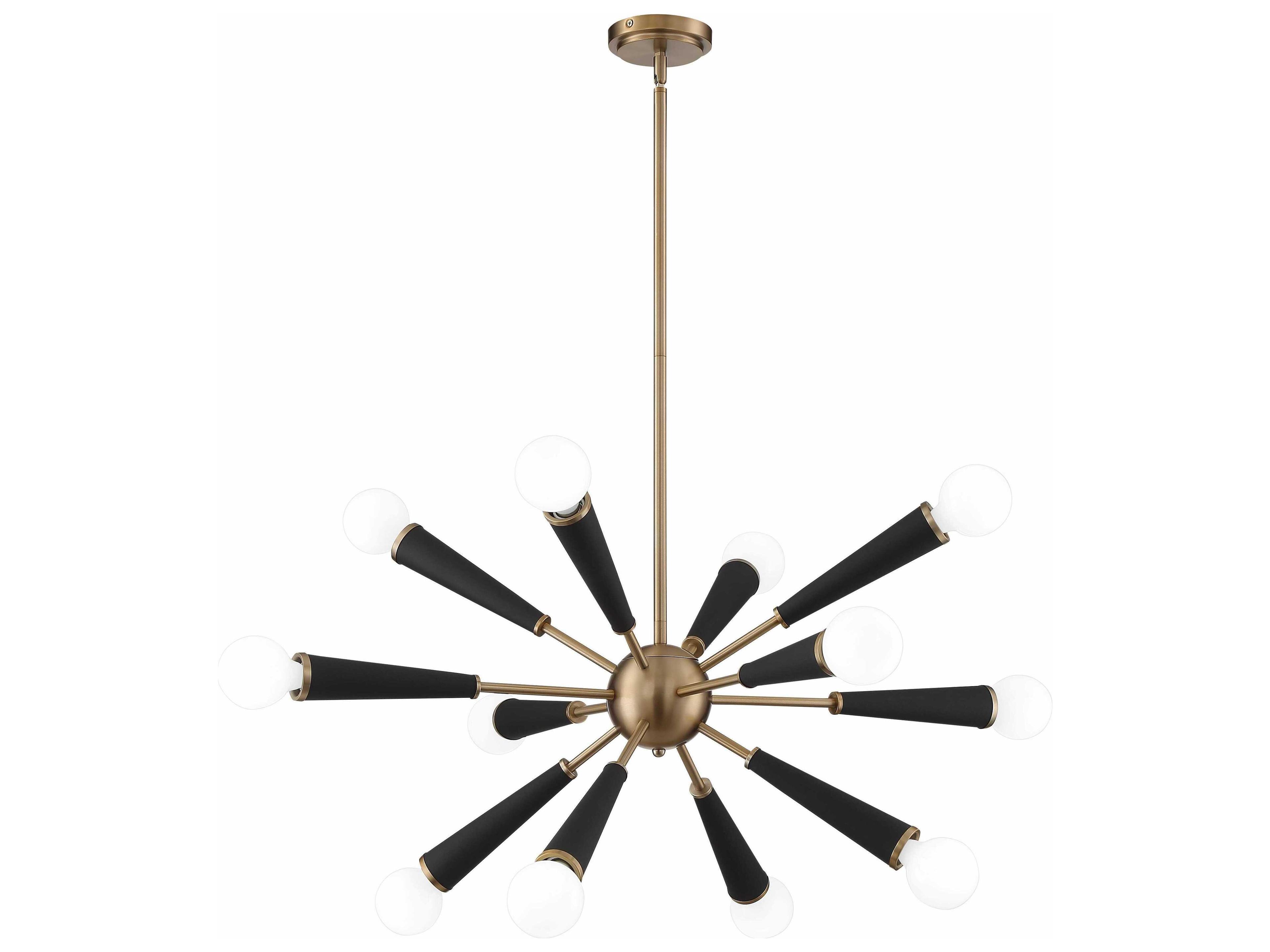 Zodiac 12-Light Aged Brass Sputnik Pendant