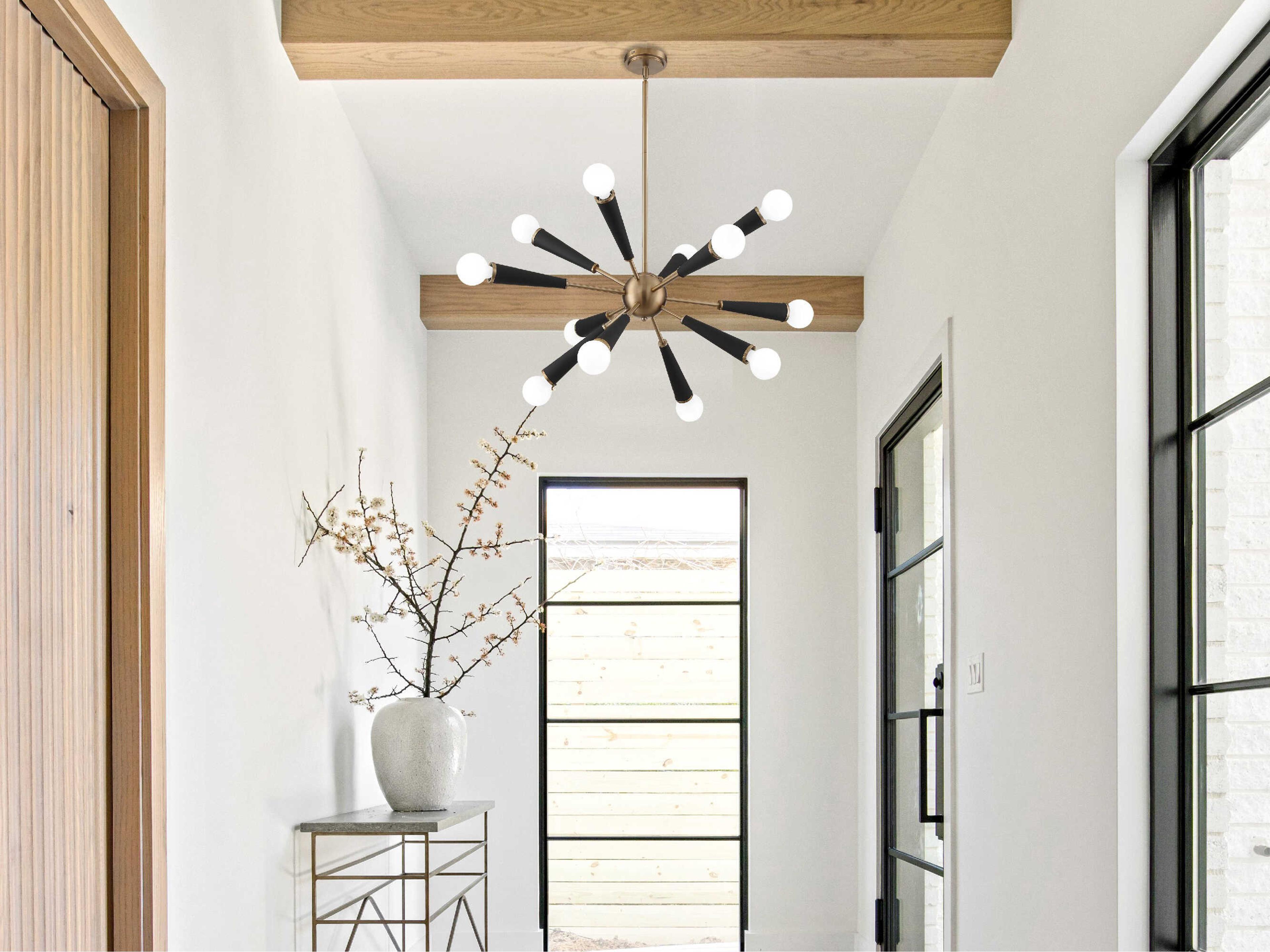 Crystorama Zodiac 12-Light Aged Brass Sputnik Pendant