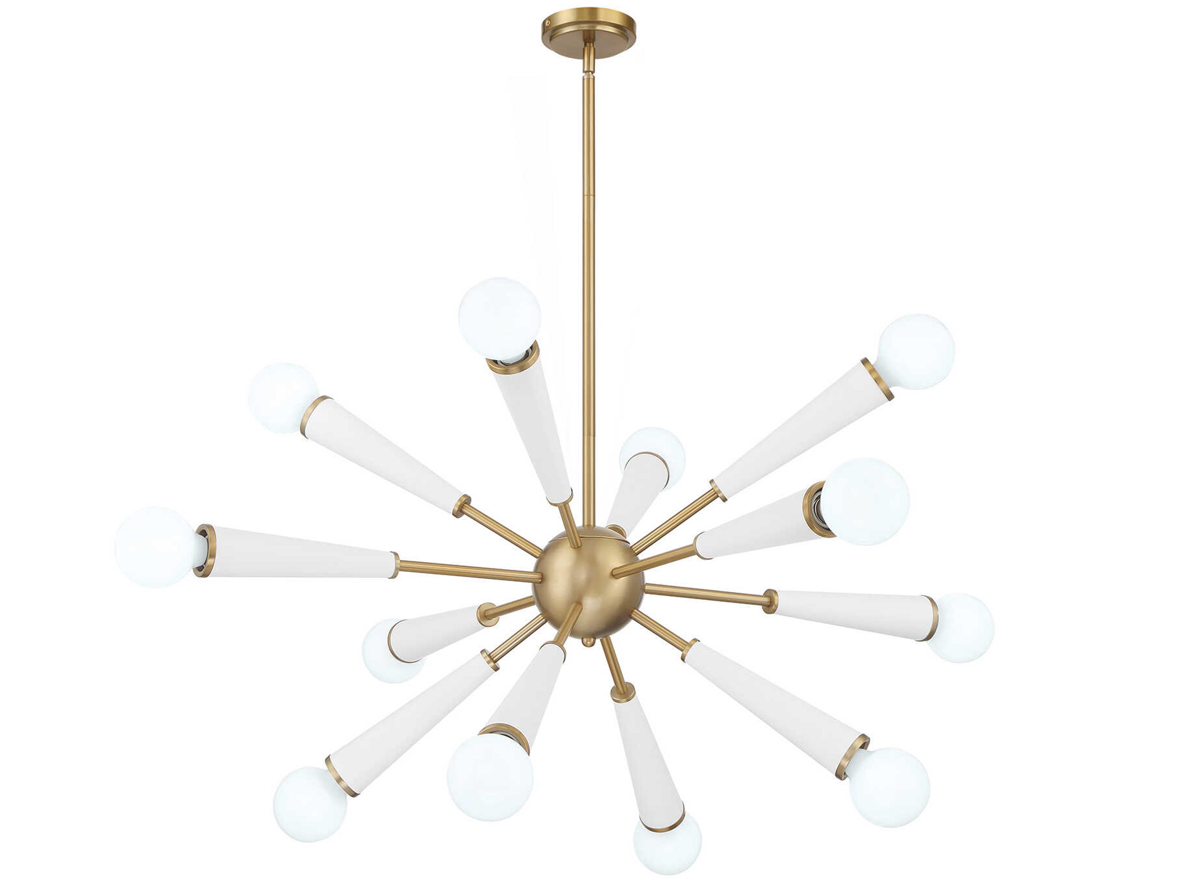 Zodiac 12-Light Aged Brass Matte White Sputnik Pendant