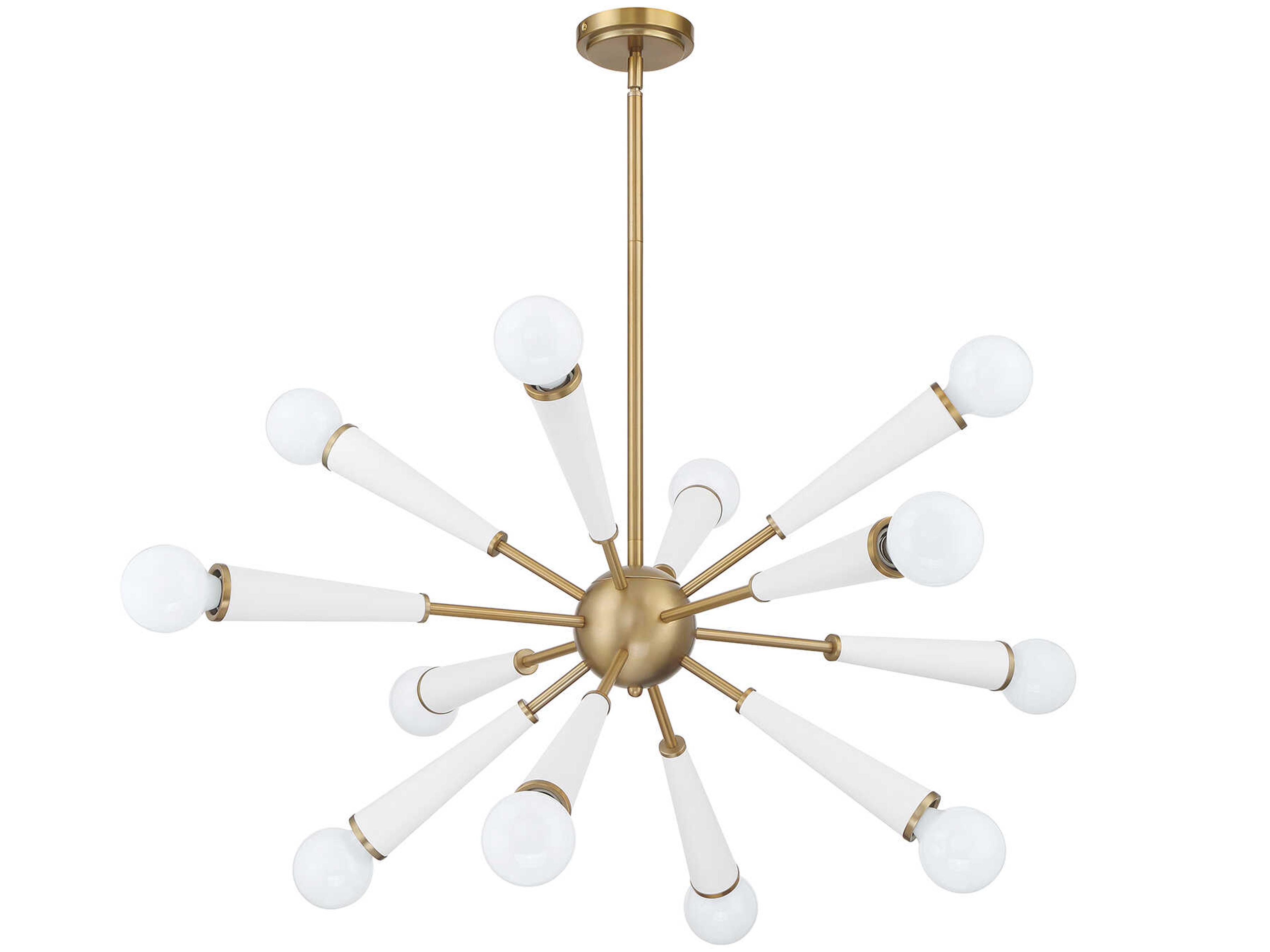 Crystorama Zodiac 12-Light Aged Brass Matte White Sputnik Pendant